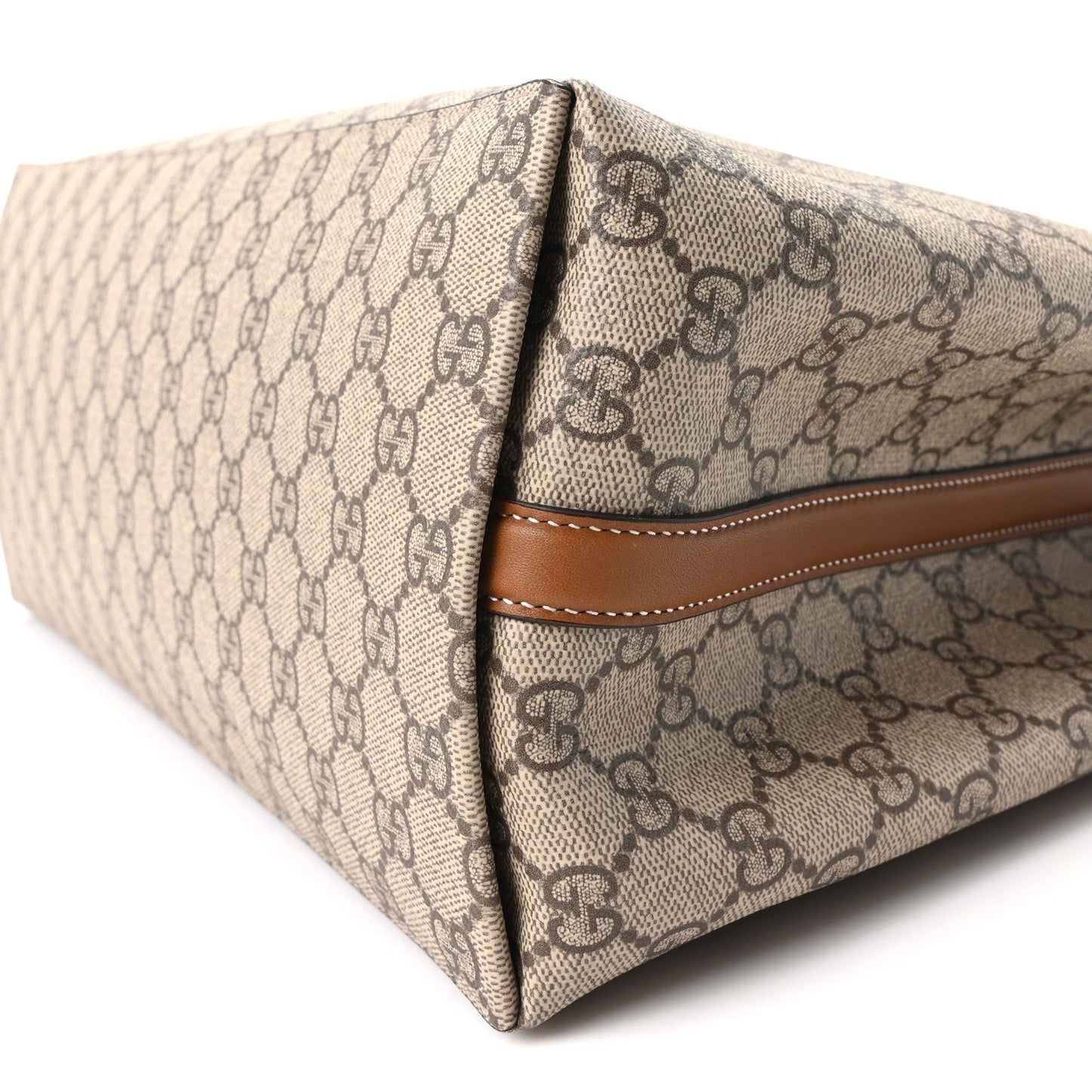 GG Supreme Monogram Emblem Large Tote Bag Beige Dark Brown