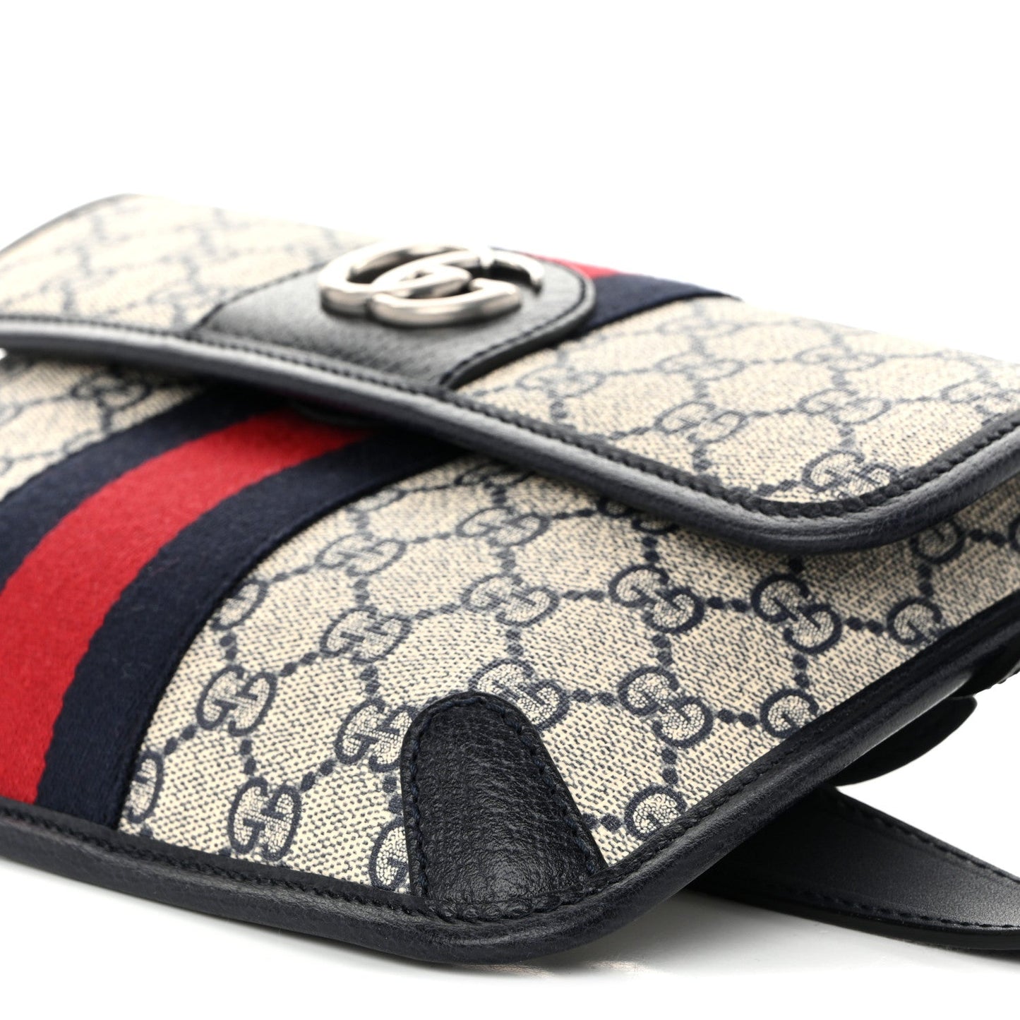 GG Supreme Monogram Web Small Ophidia Belt Bag 90 36 Beige Navy