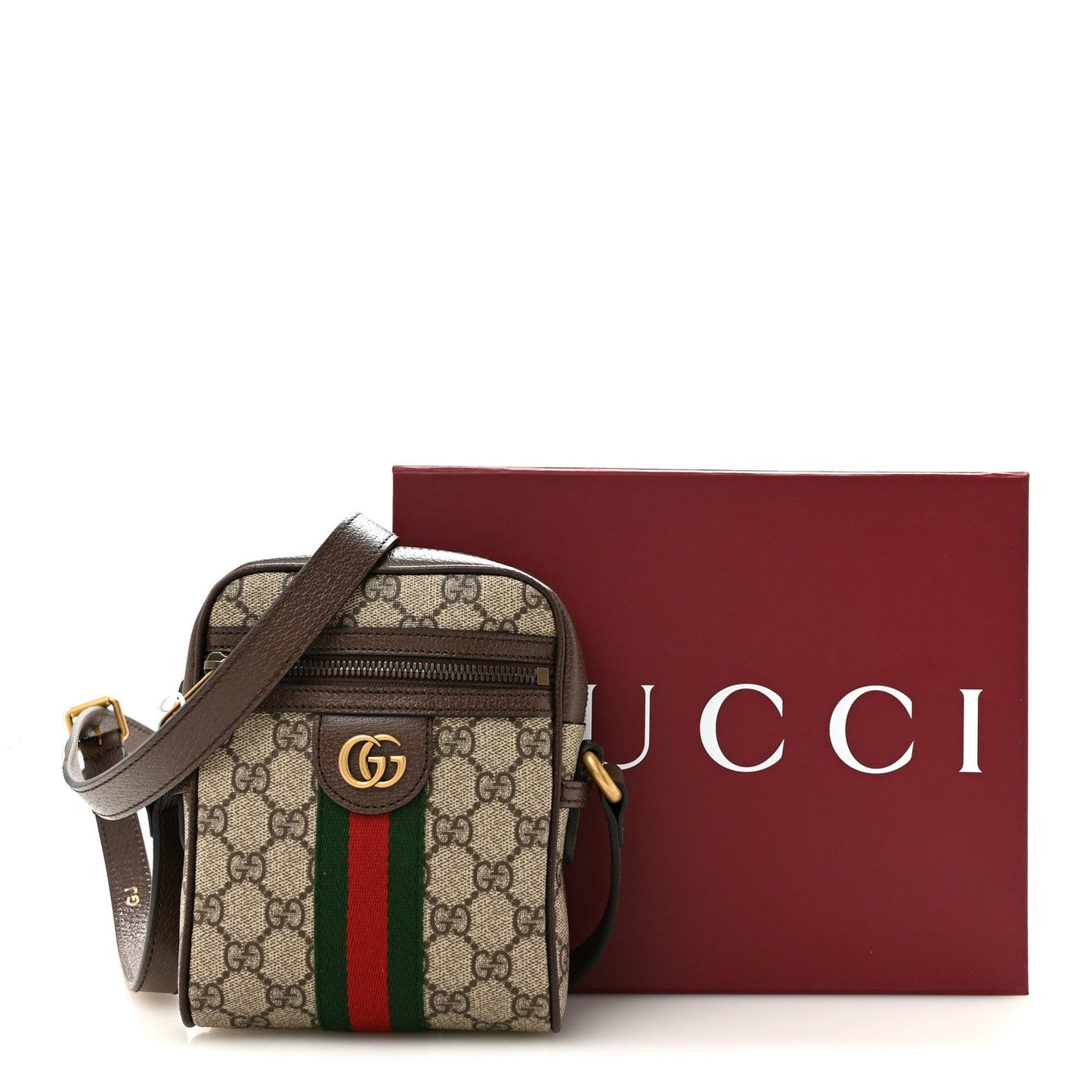 GG Supreme Monogram Web Mini Ophidia Messenger Brown
