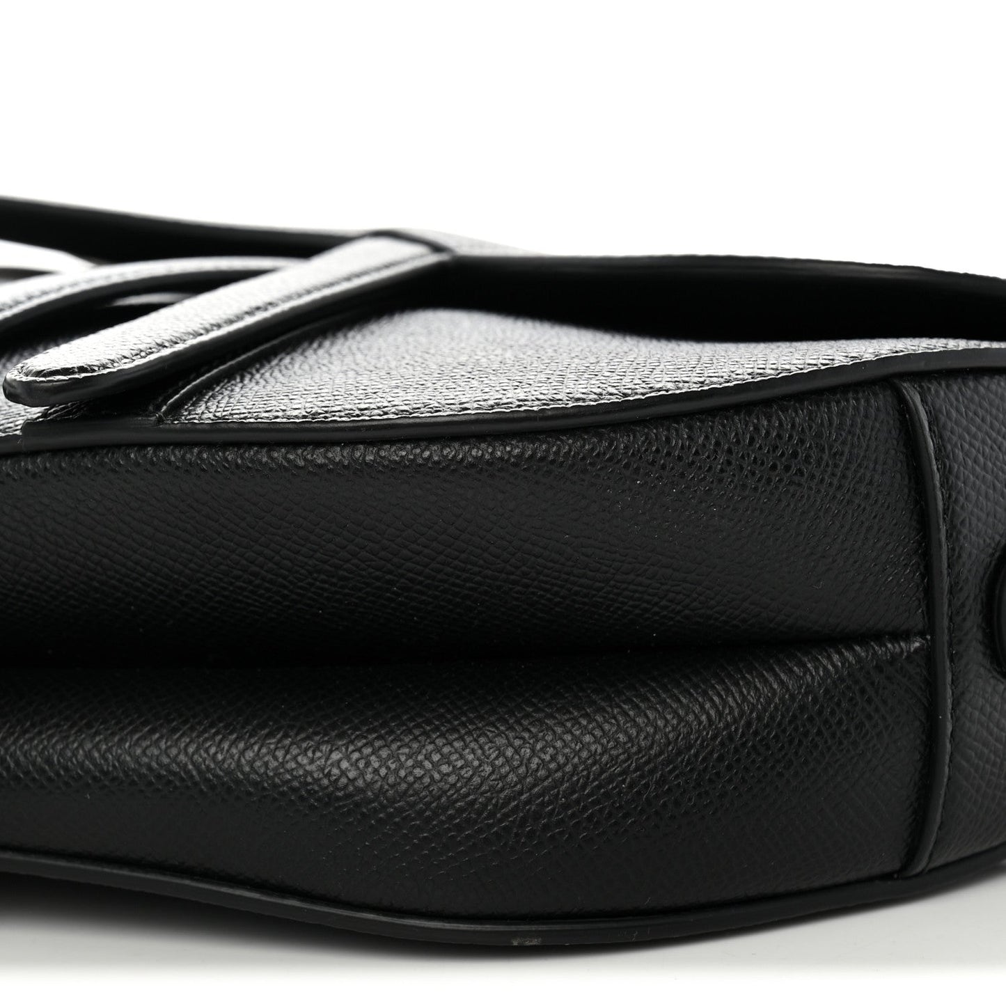 Grained Calfskin Saddle Bag With Strap Black