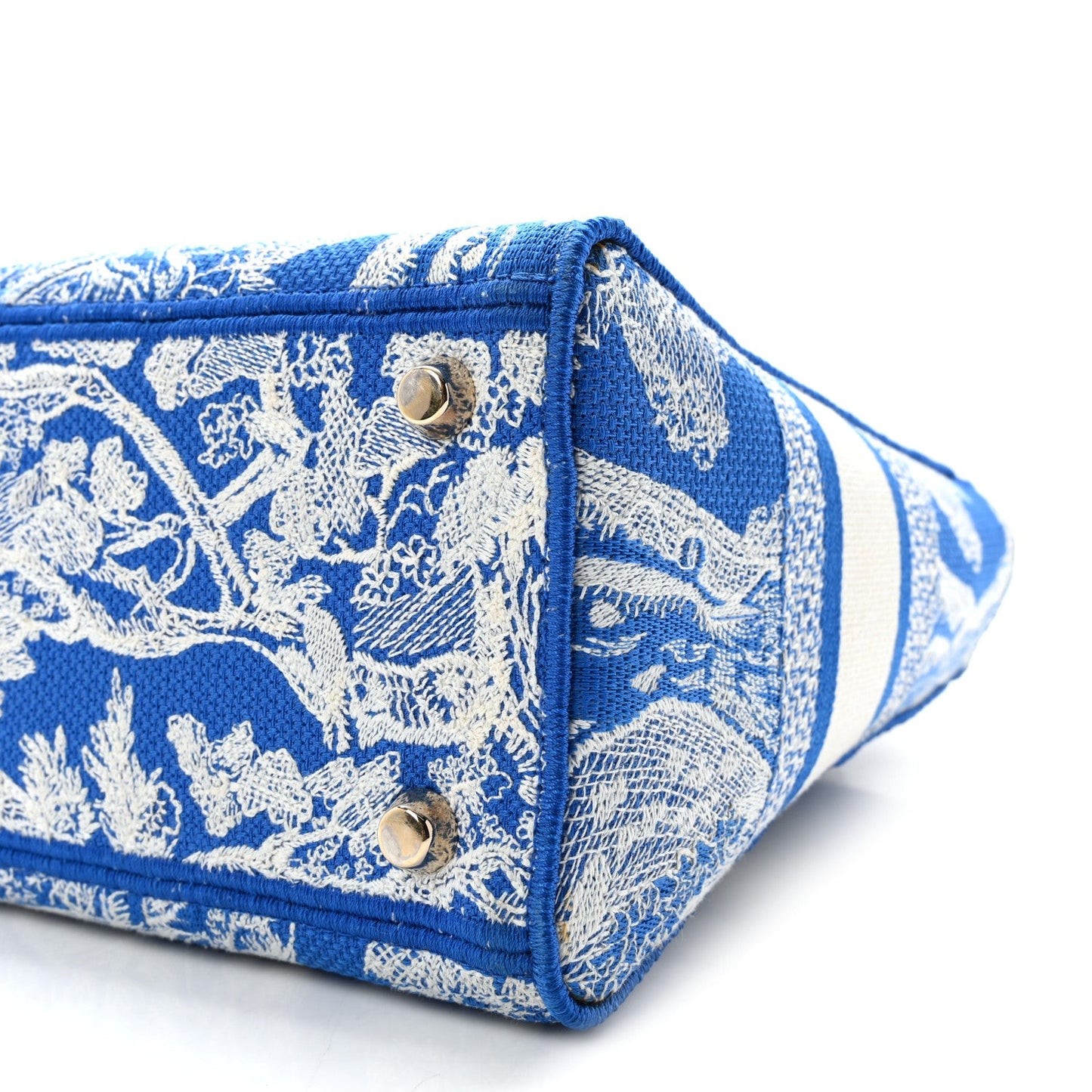 Canvas Toile De Jouy Reverse Embroidered Medium Lady D-Lite Fluorescent Blue