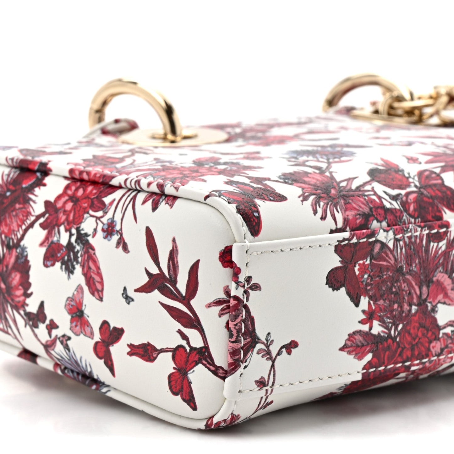 Calfskin Bead Embroidered Ramage Butterfly Lady D-Joy White