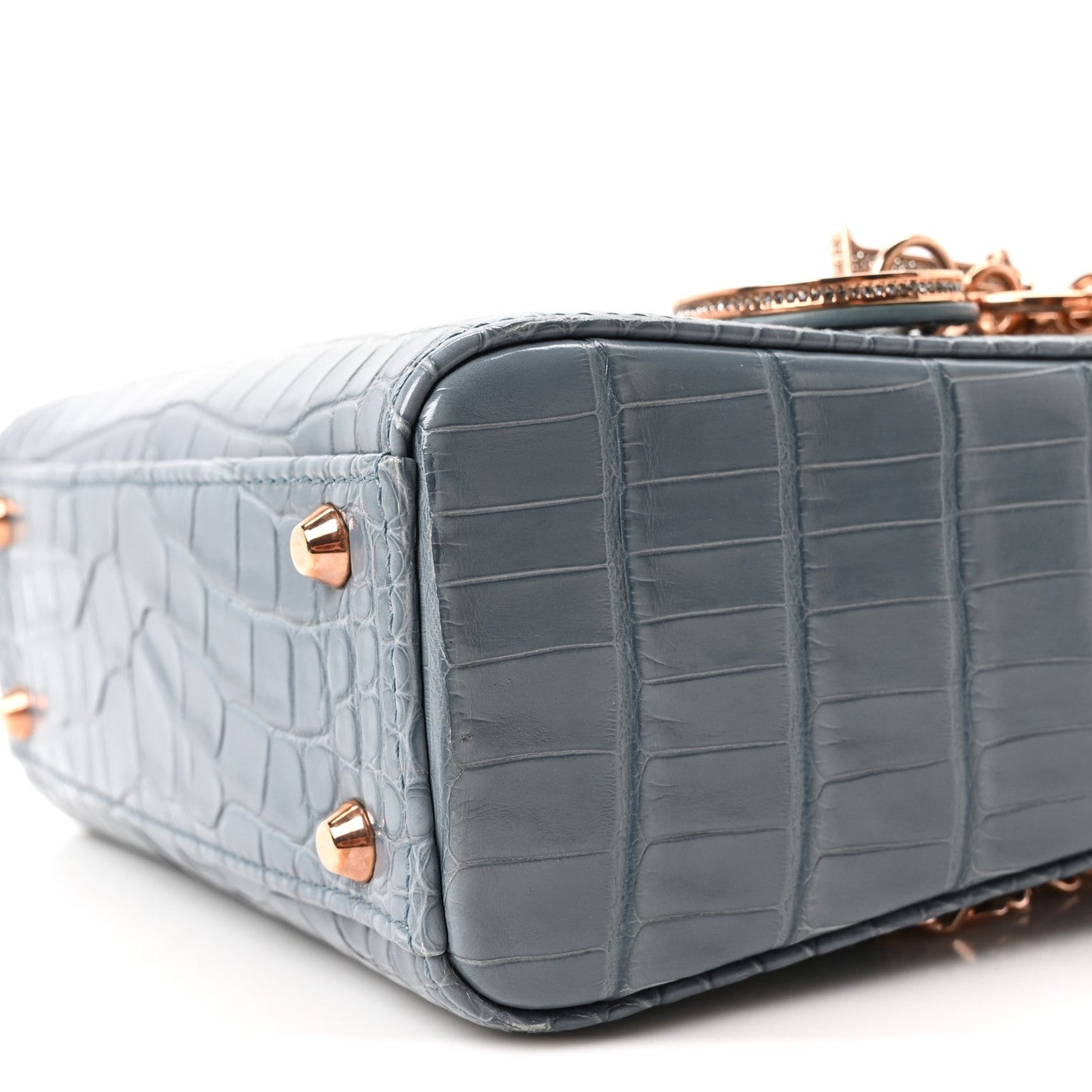 Alligator Crystal Mini Lady Dior Blue