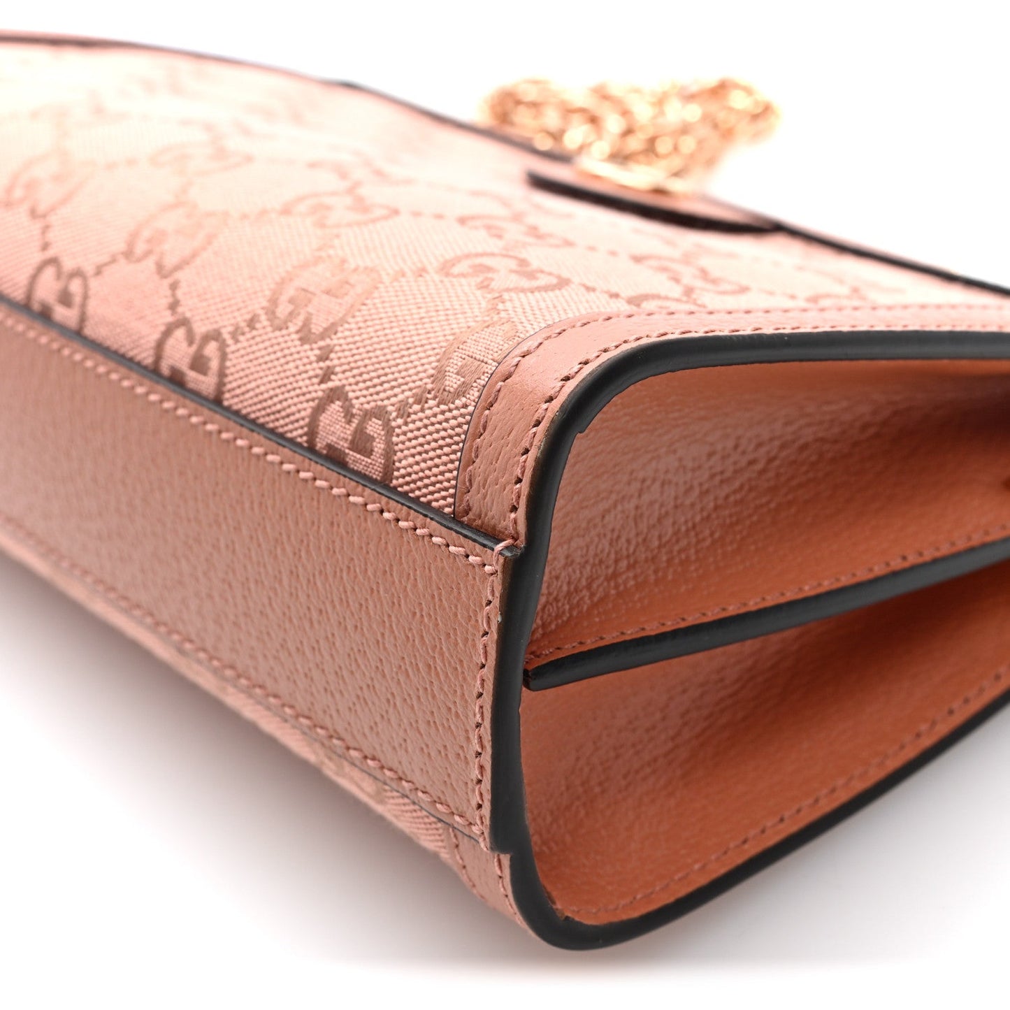 Monogram Textured Dollar Calfskin Small Ophidia Chain Shoulder Bag Cloche Rose Pink