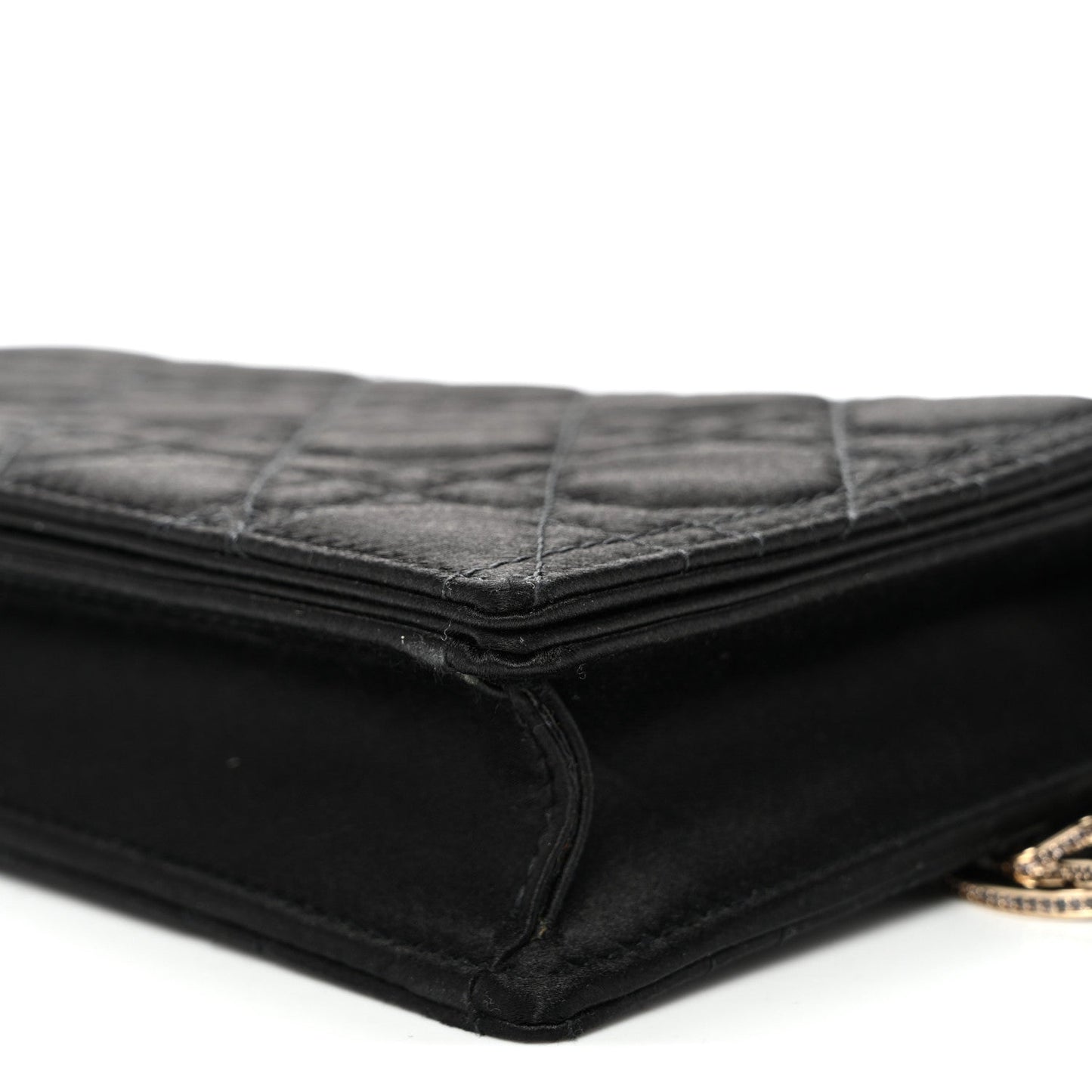 Satin Cannage Lady Dior Convertible Clutch Black