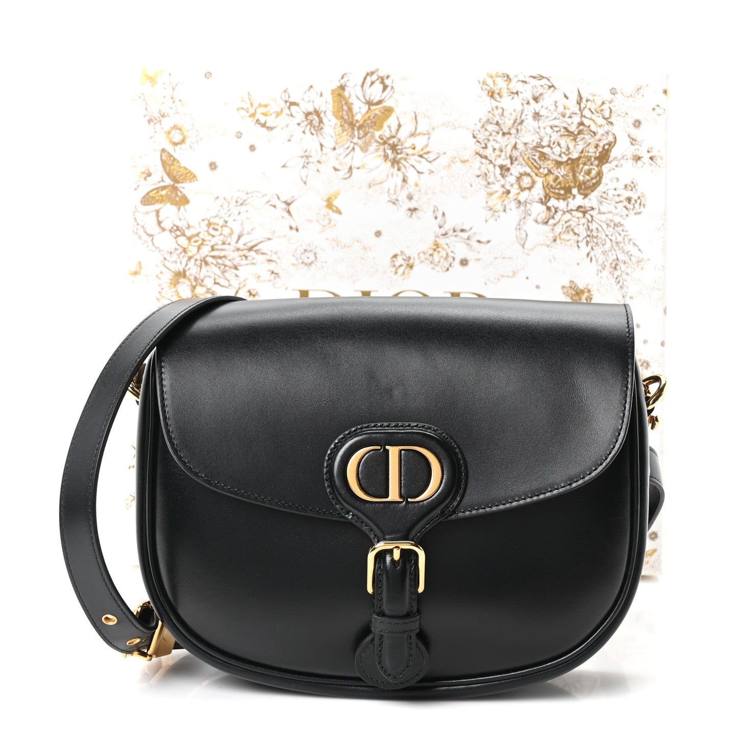 Box Calfskin Medium Bobby Flap Black