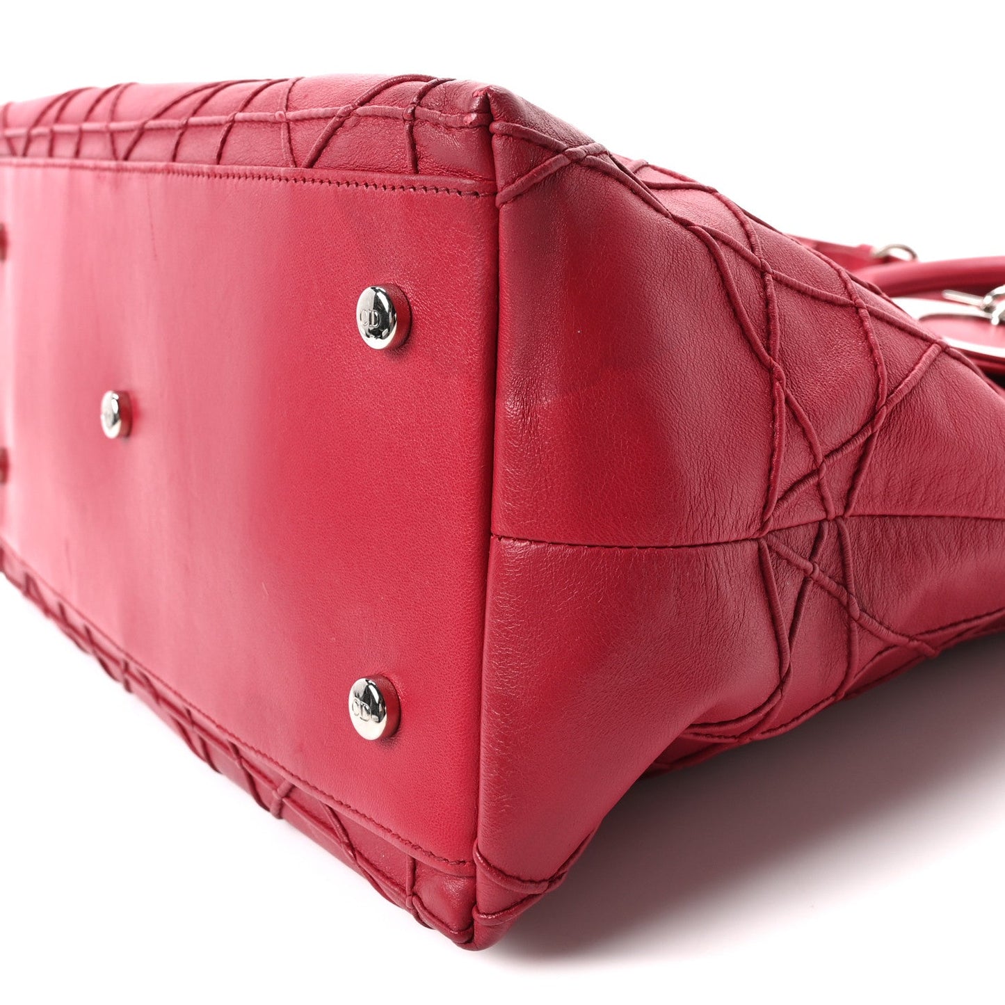 Lambskin Cannage Medium Granville Tote Red