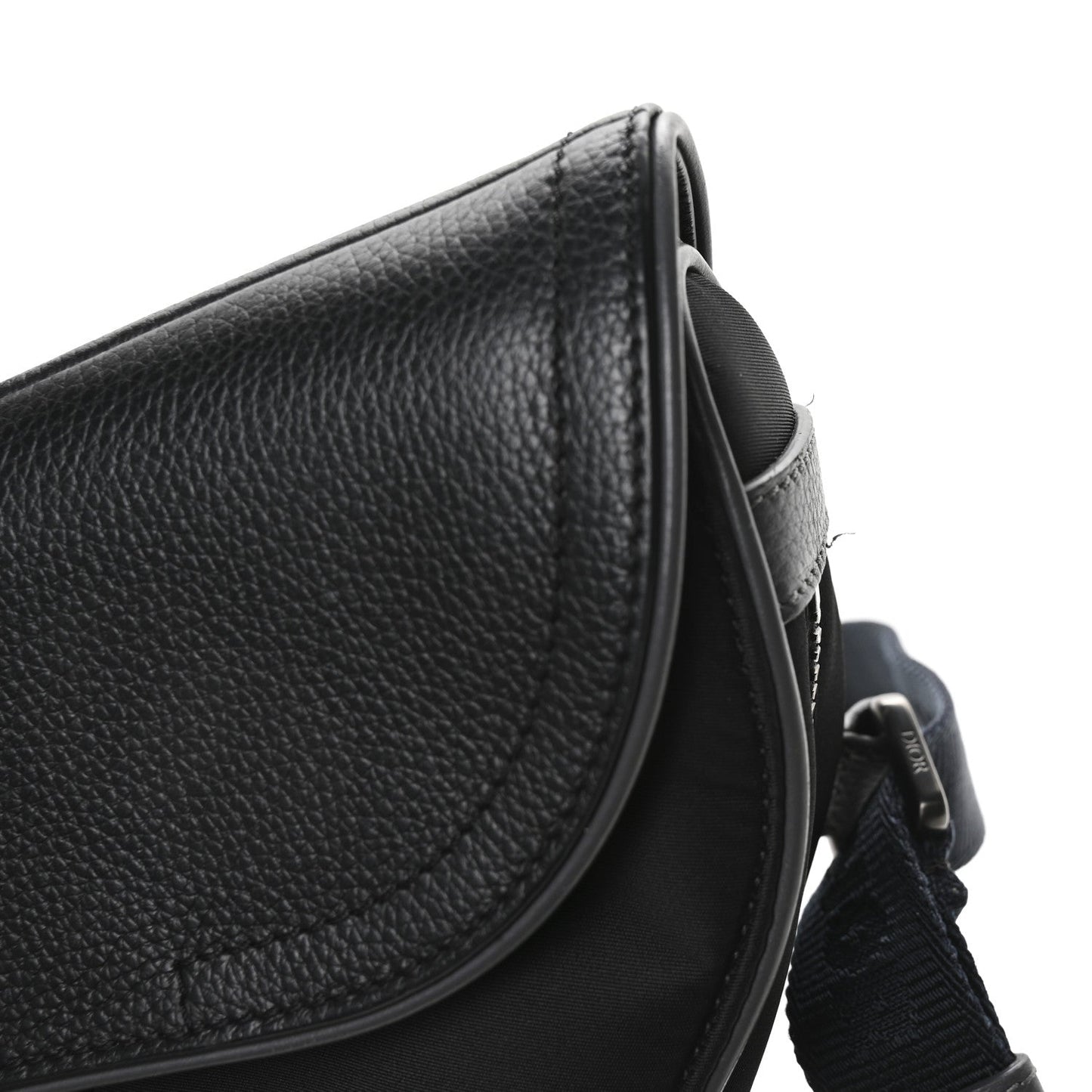 X Sacai Grained Calfskin Technical Fabric Mens Saddle Bag Black
