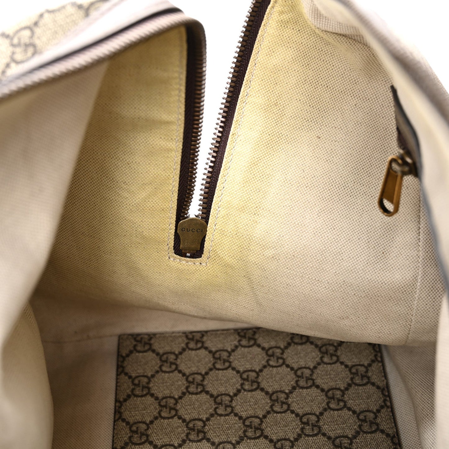 GG Supreme Monogram Textured Dollar Calfskin Web Medium Ophidia Carry-On Duffle Bag Beige Ebony New Acero