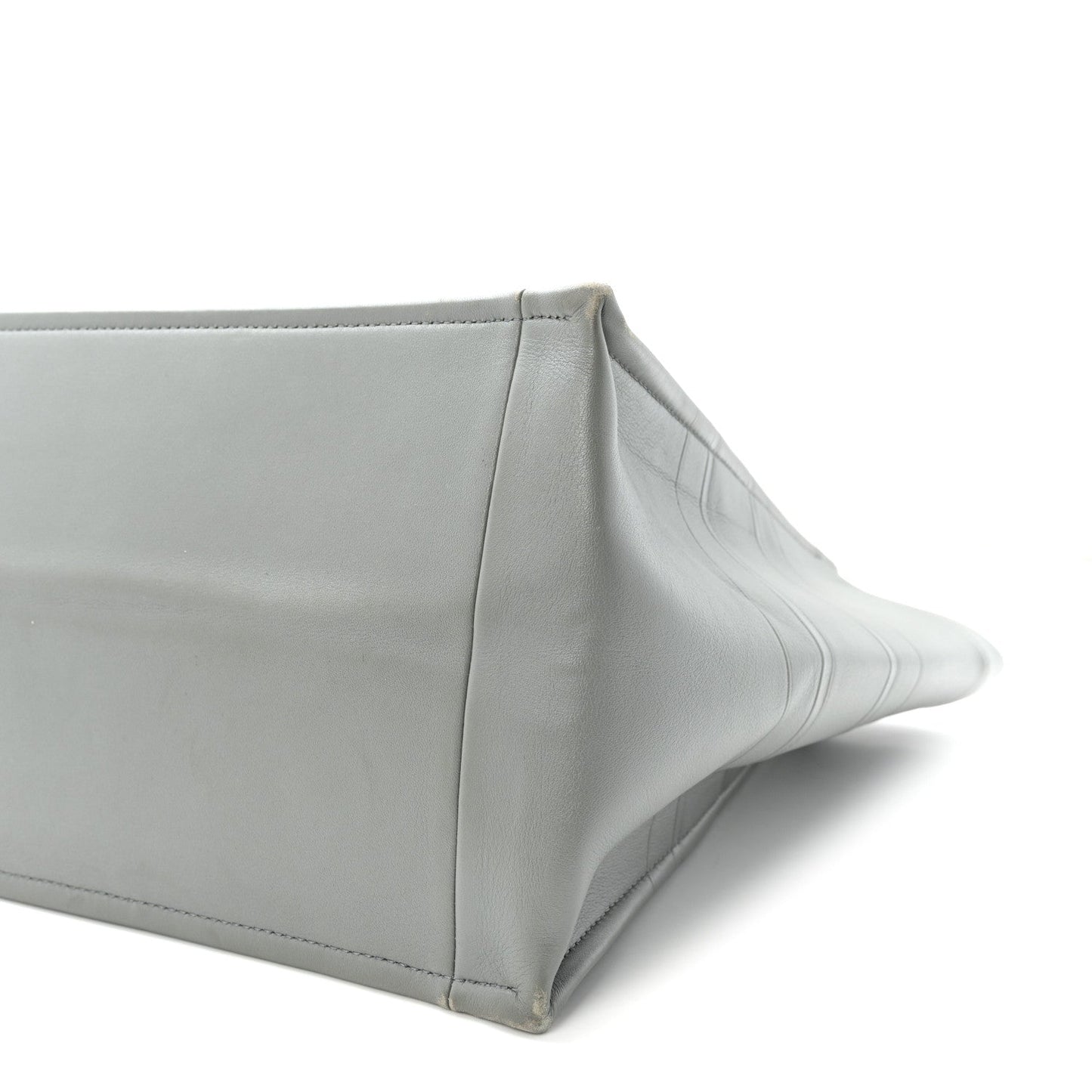 Calfskin Embossed Medium Book Tote Grey Stone