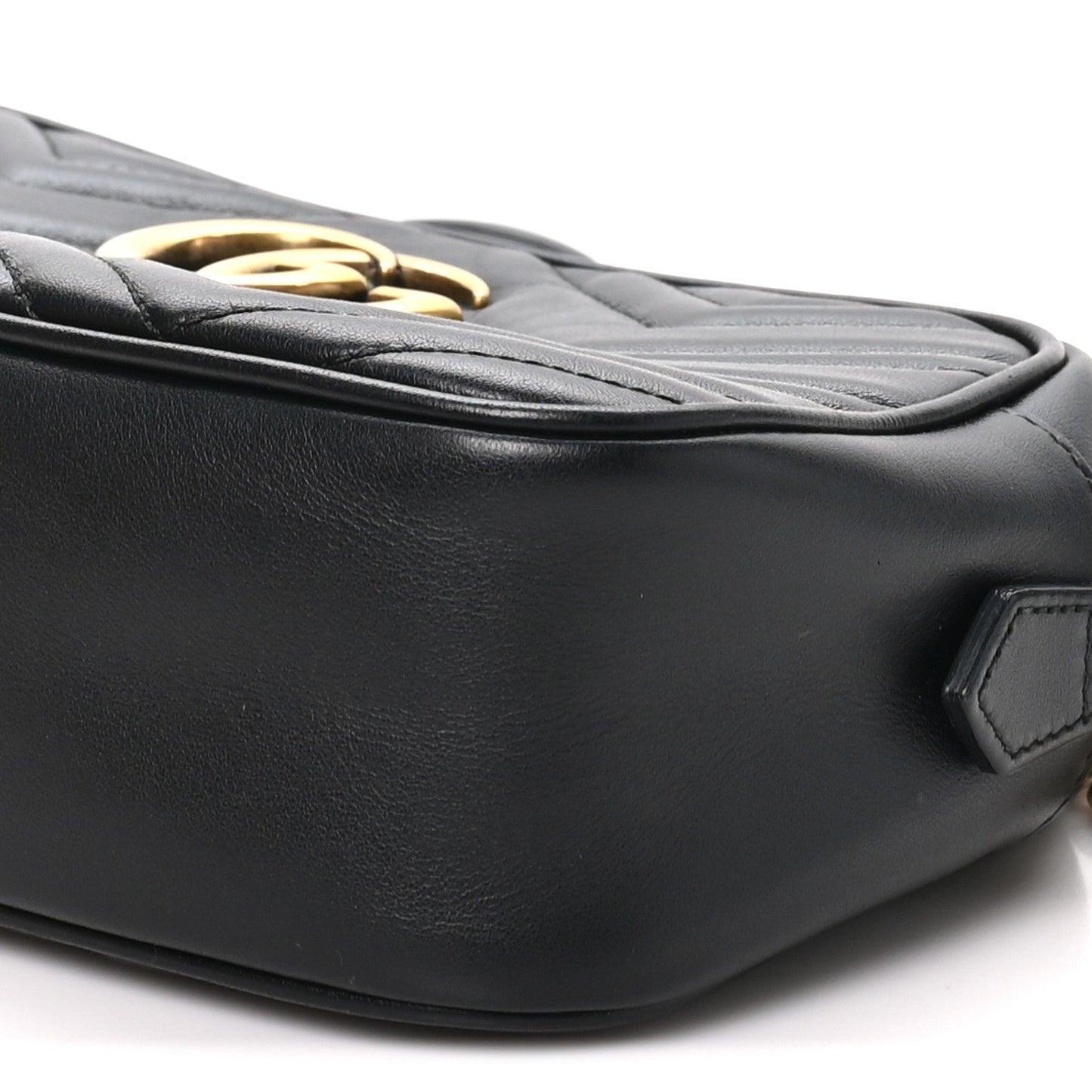 Calfskin Matelasse Small GG Marmont Chain Shoulder Bag Black