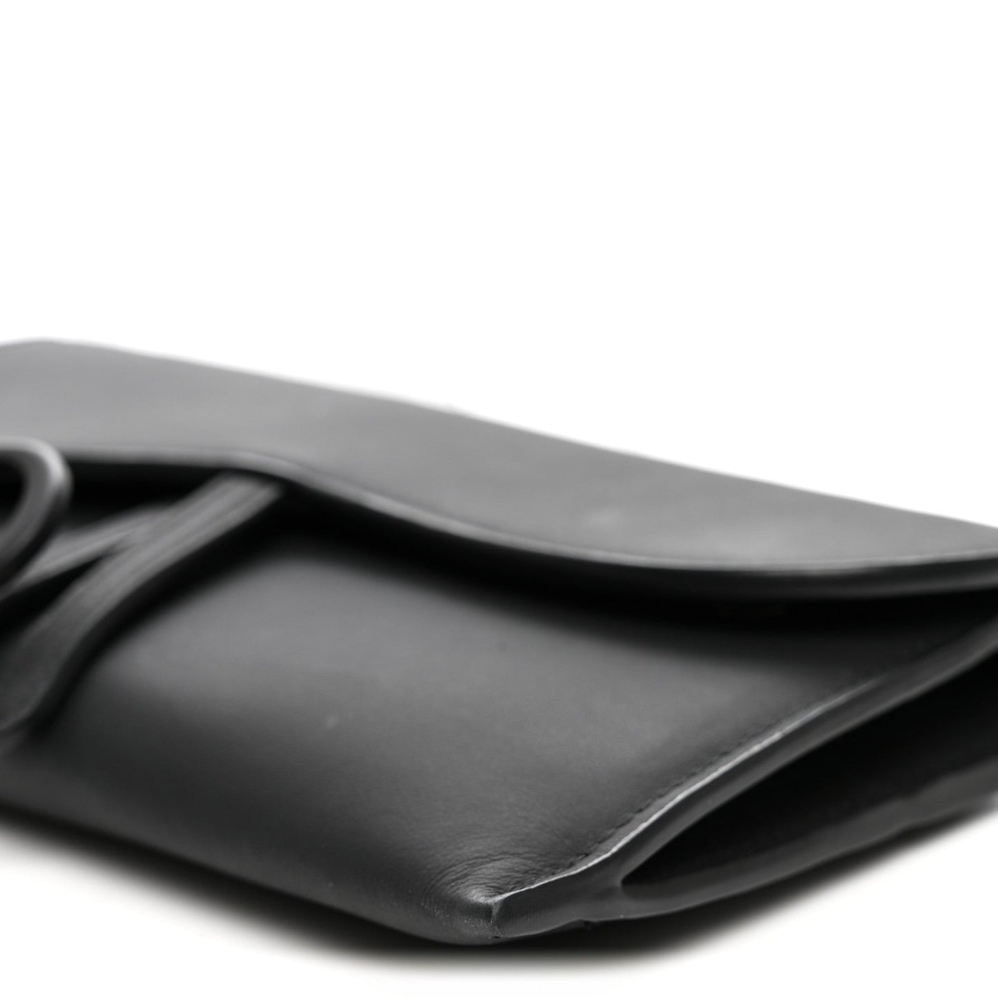 Ultra Matte Calfskin Saddle Chain Wallet Pouch Black