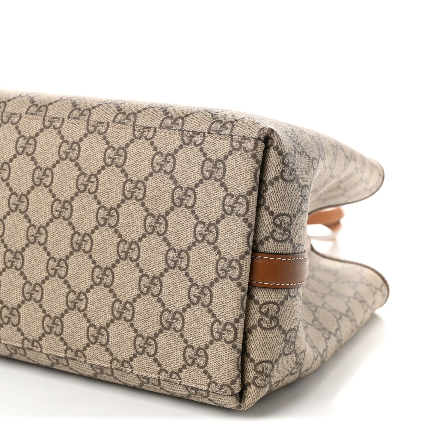 GG Supreme Monogram Emblem Large Tote Bag Beige Dark Brown