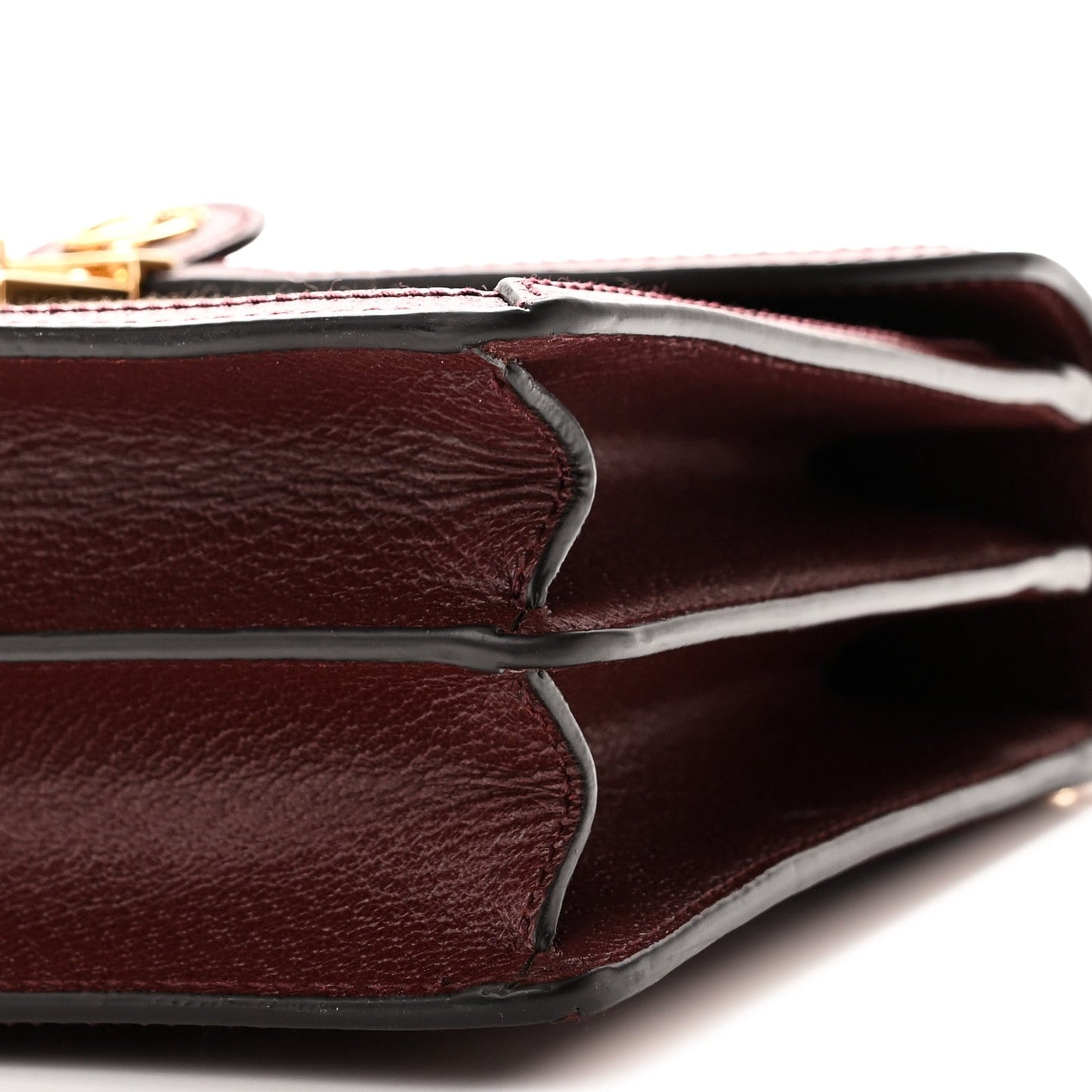 GG Supreme Monogram Textured Dollar Calfskin Web Small Ophidia Padlock Top Handle Bag Bordeaux