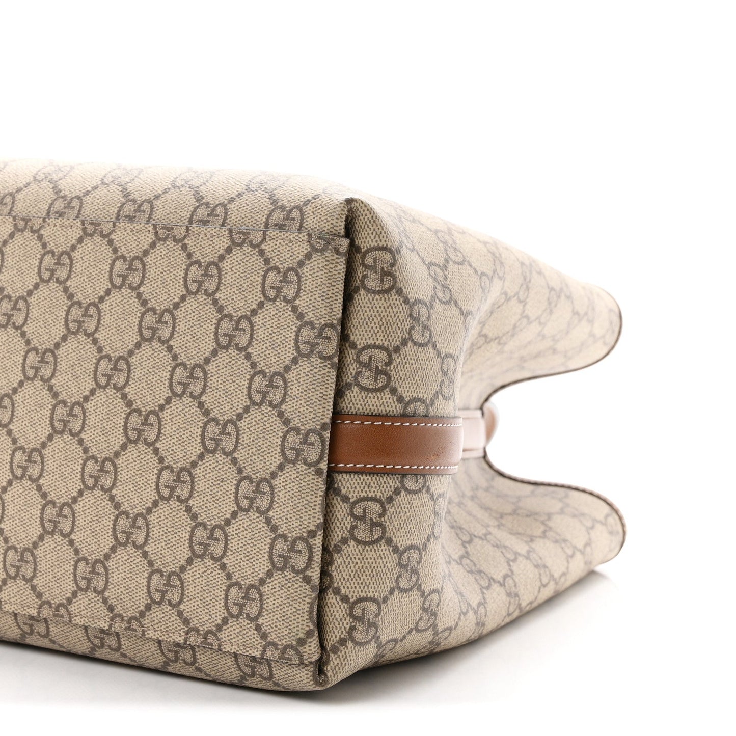 GG Supreme Monogram Emblem Large Tote Bag Beige Dark Brown