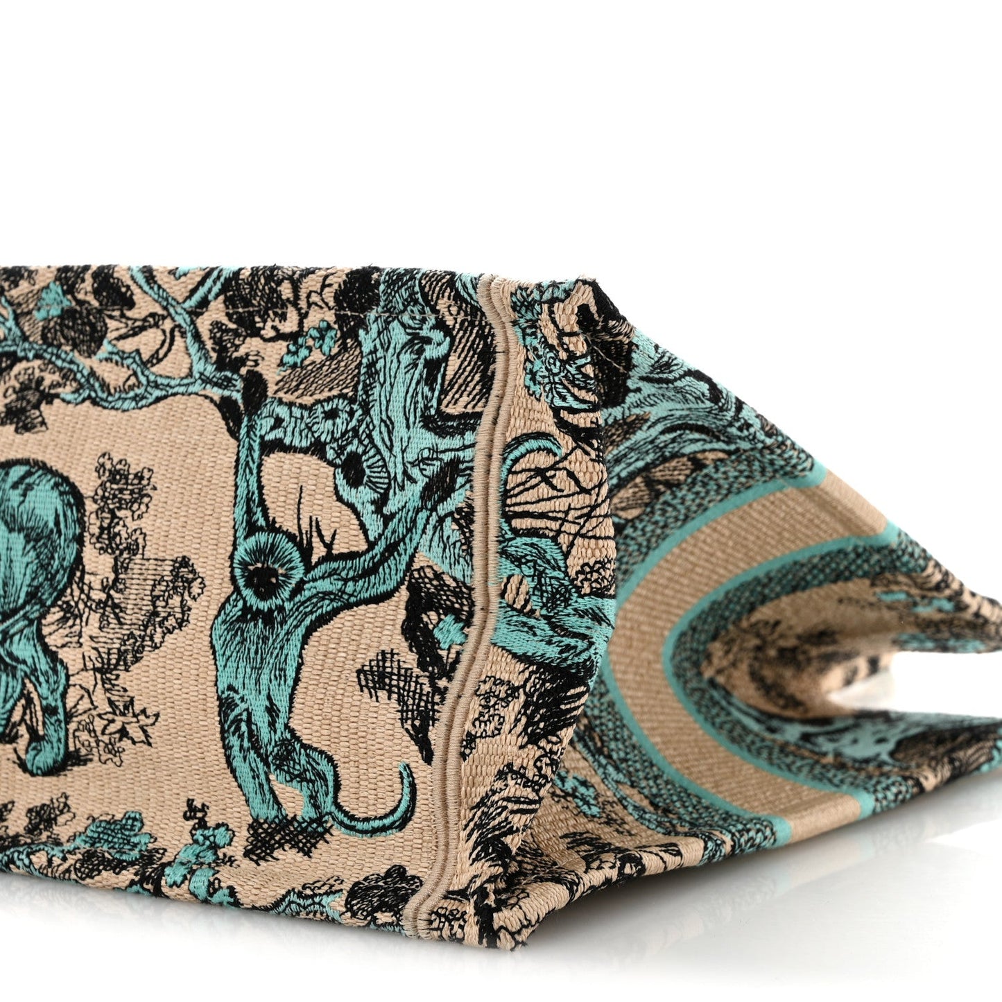 Raffia Embroidered Dioriviera Medium Book Tote Aquamarina
