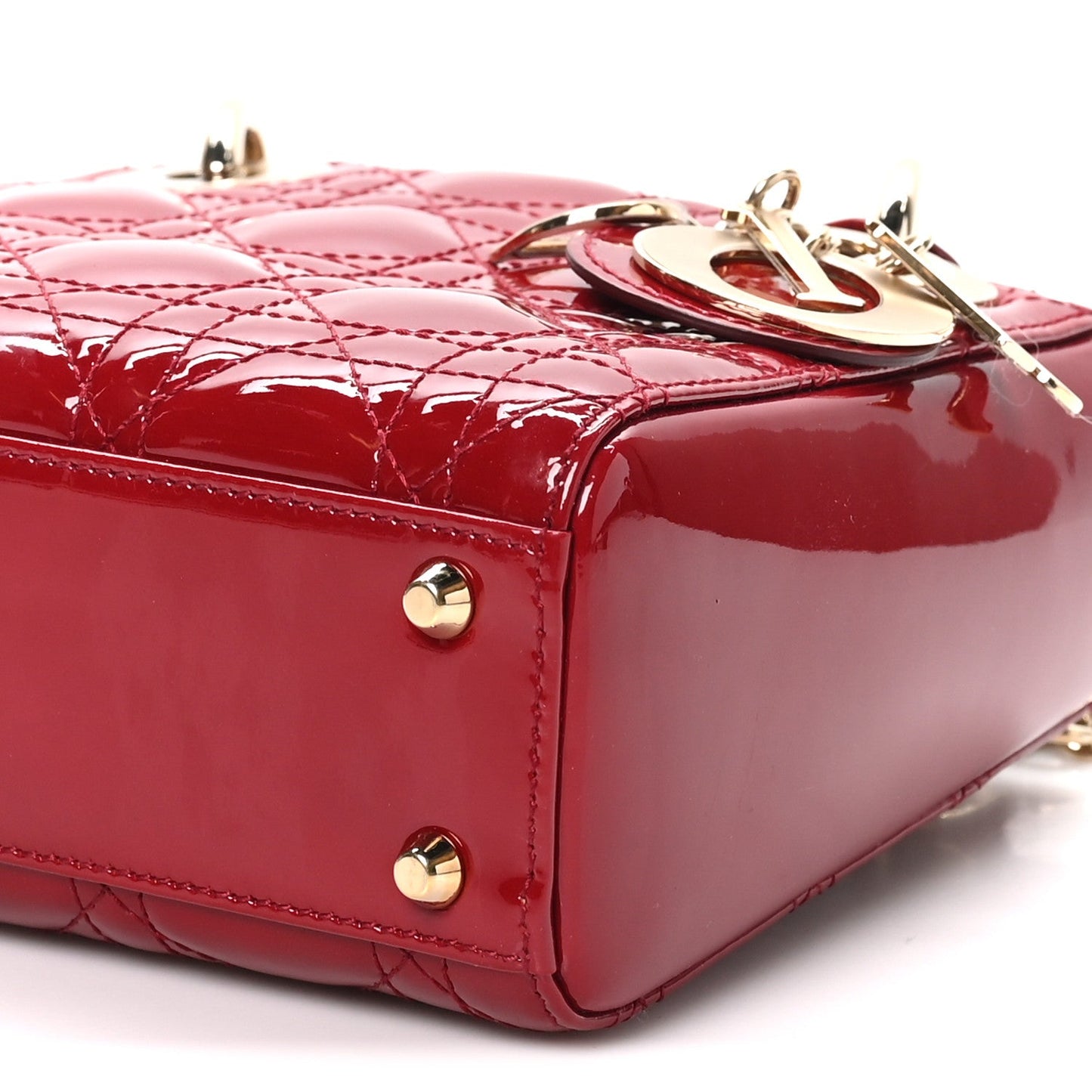 Patent Cannage Mini Lady Dior Red