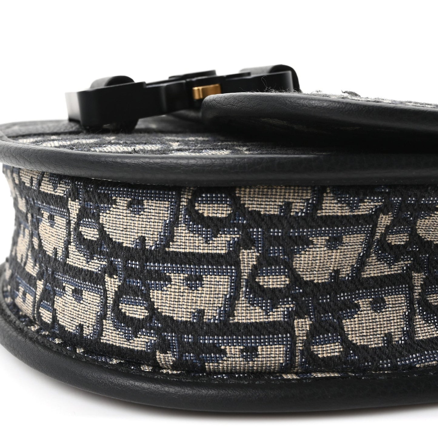Oblique Grained Calfskin Mini Gallop Bag With Strap Black Beige