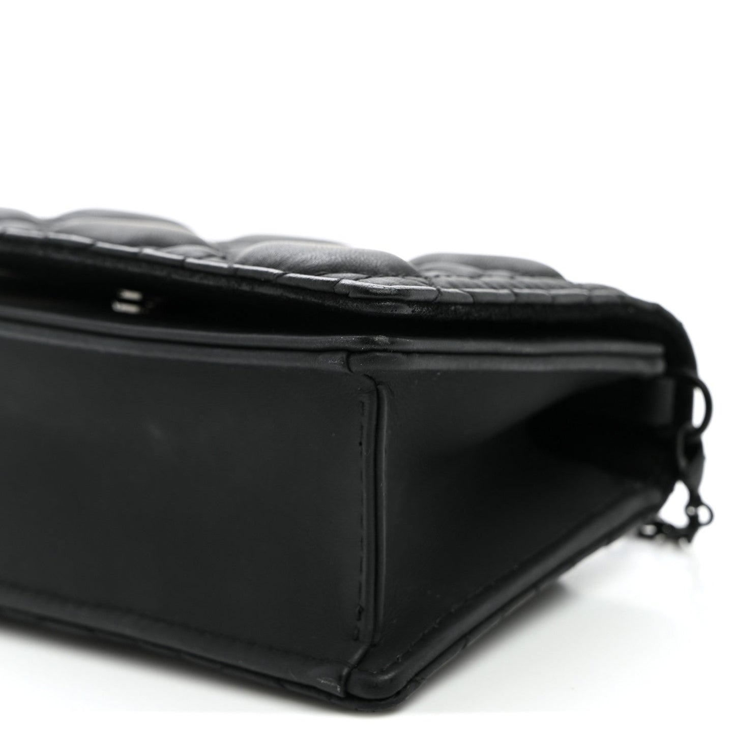 Ultra Matte Calfskin Cannage Nano Lady Dior Pouch Black