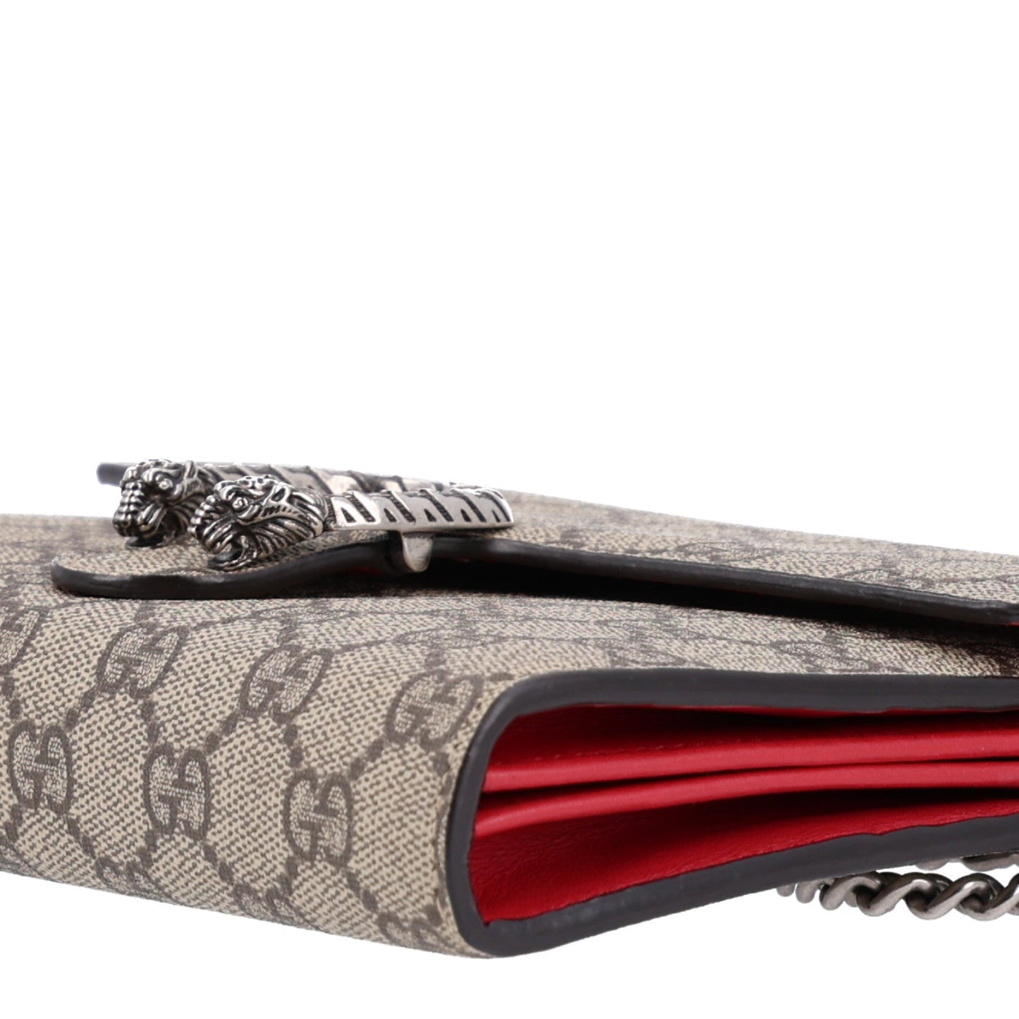 GG Supreme Monogram Mini Dionysus Chain Wallet Beige Vulcanic Red