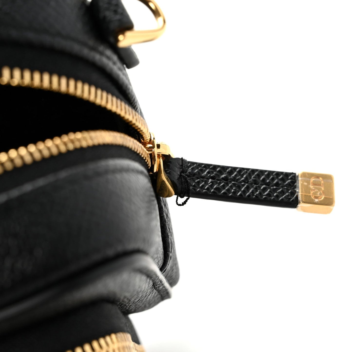 Grained Calfskin Caro Double Pouch Black