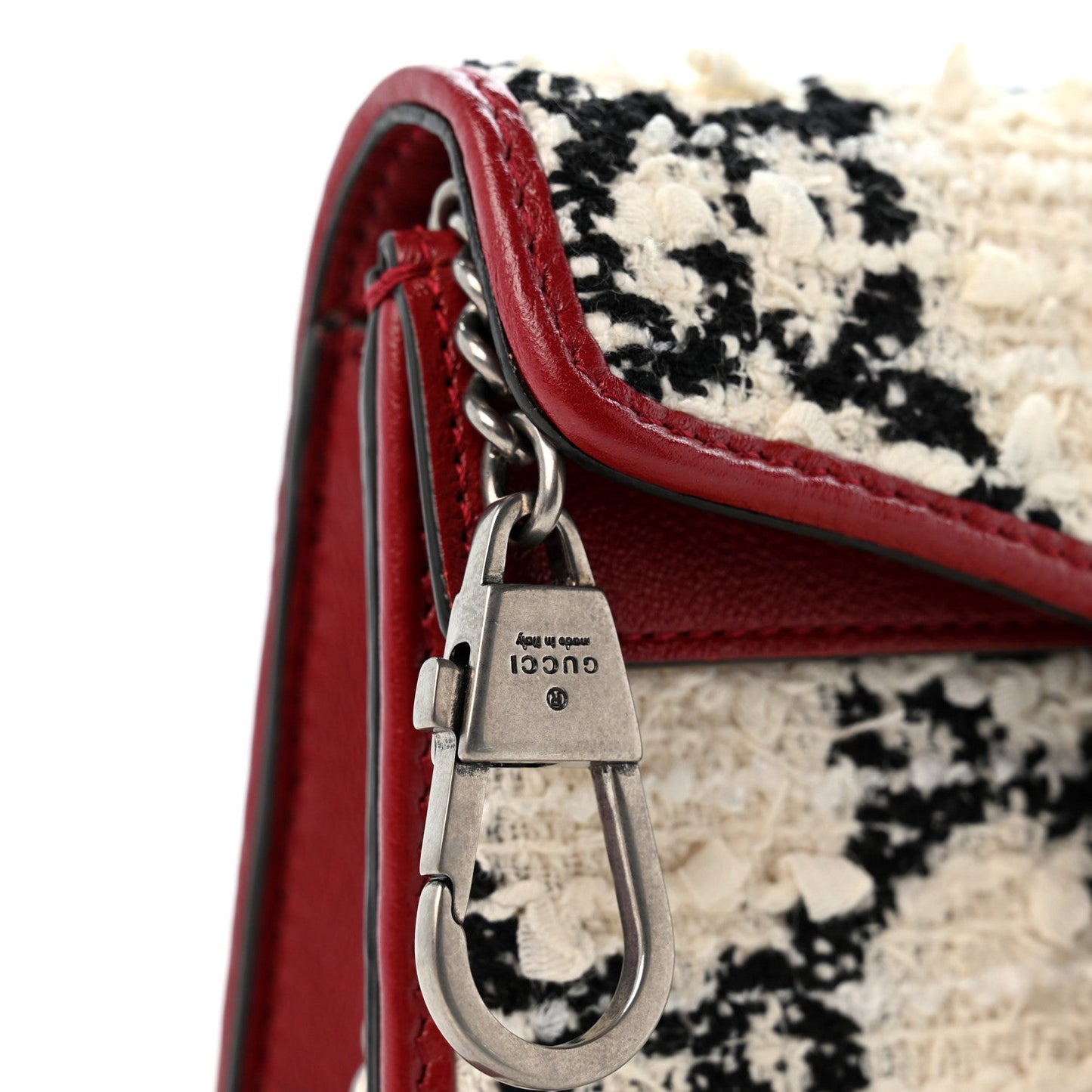 Tweed GG Monogram Super Mini Dionysus Shoulder Bag White Black Romantic Cherry