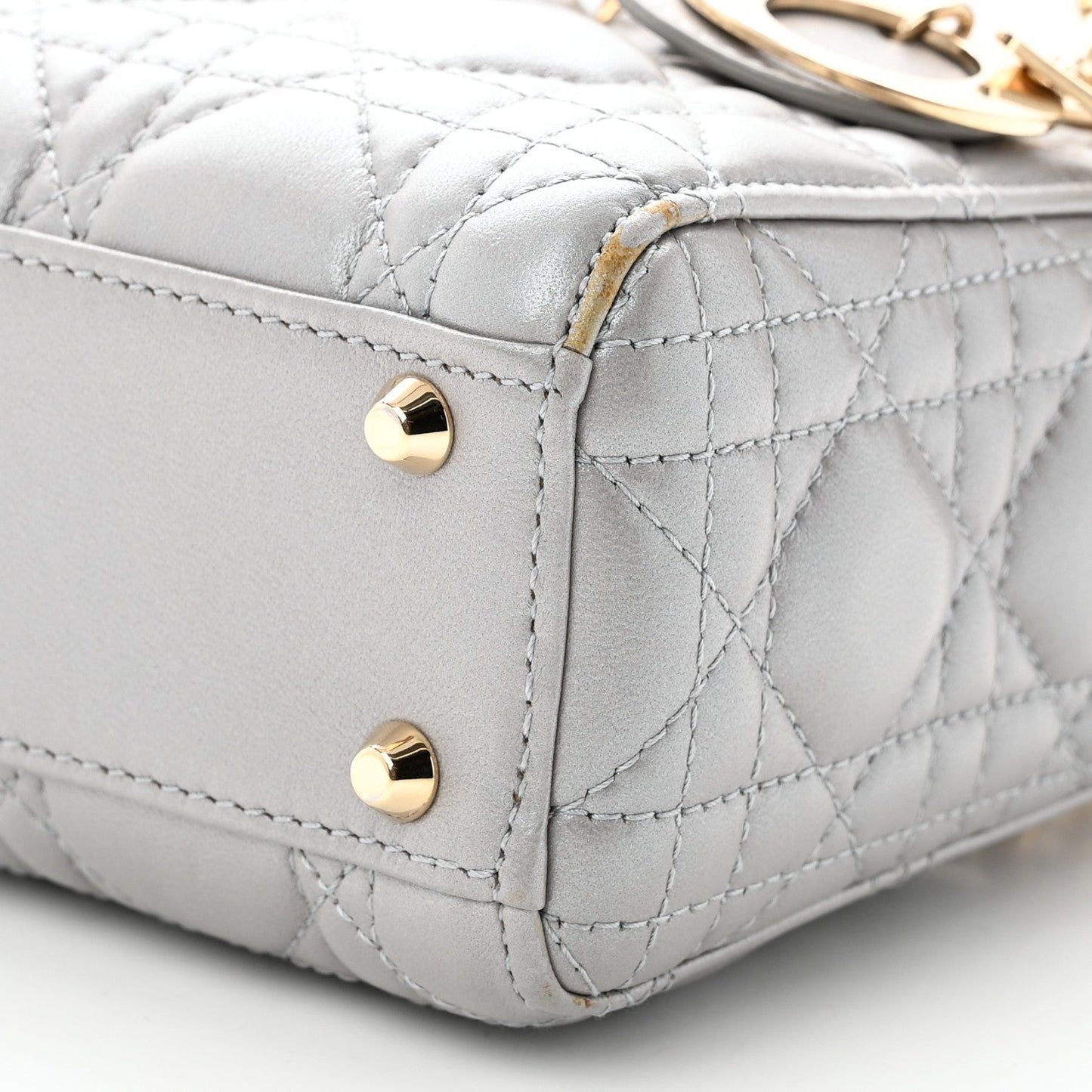 Lambskin Cannage Mini Lady Dior Gray Opaline Gray Opaline