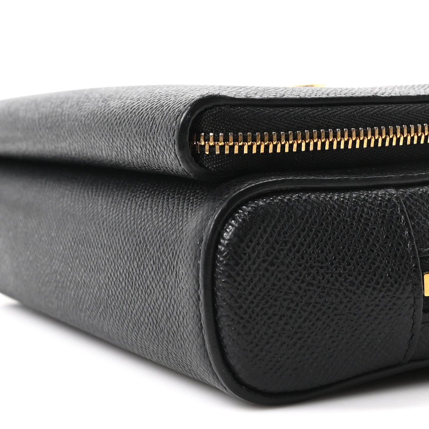 Grained Calfskin Caro Double Pouch Black