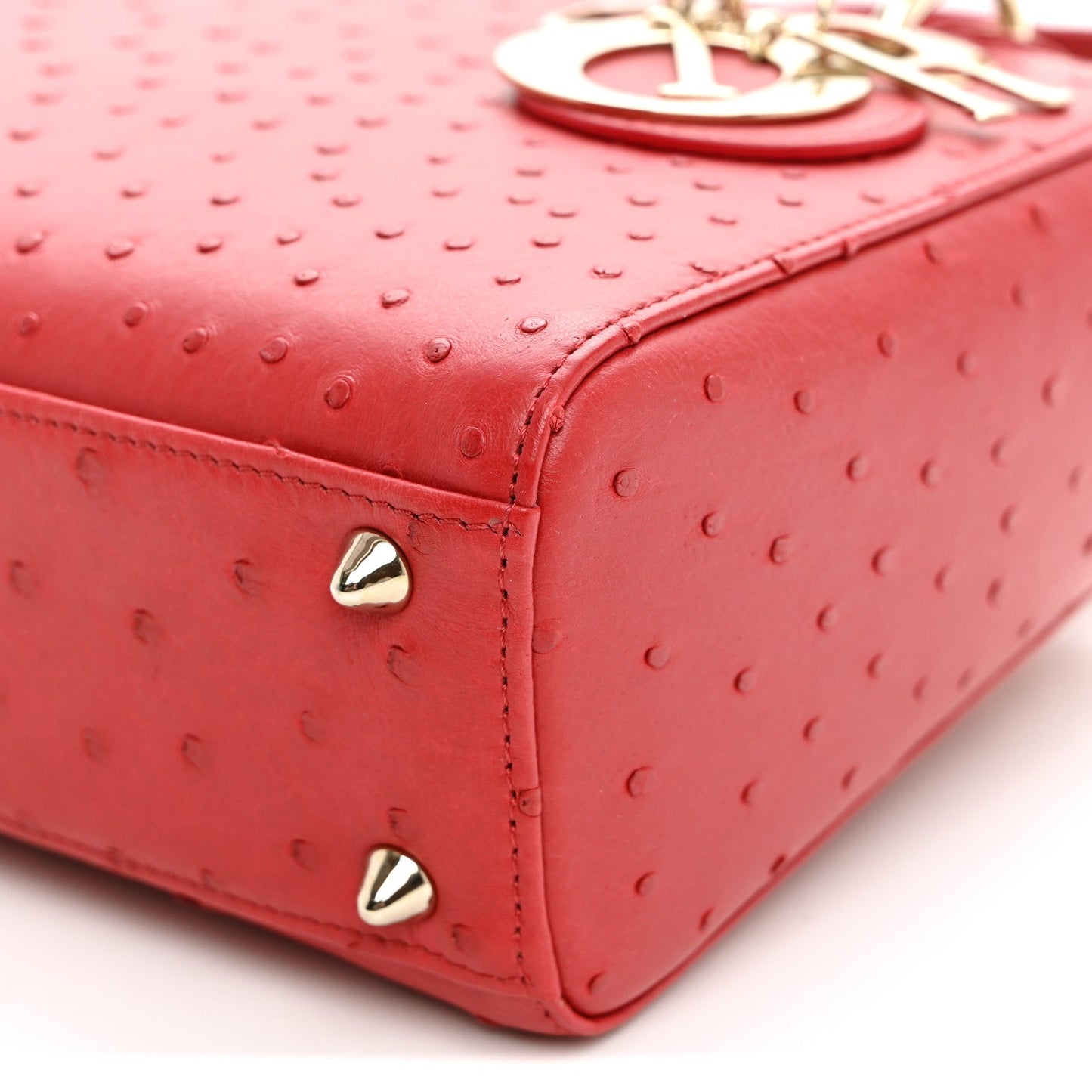 Ostrich Small Lady Dior Red