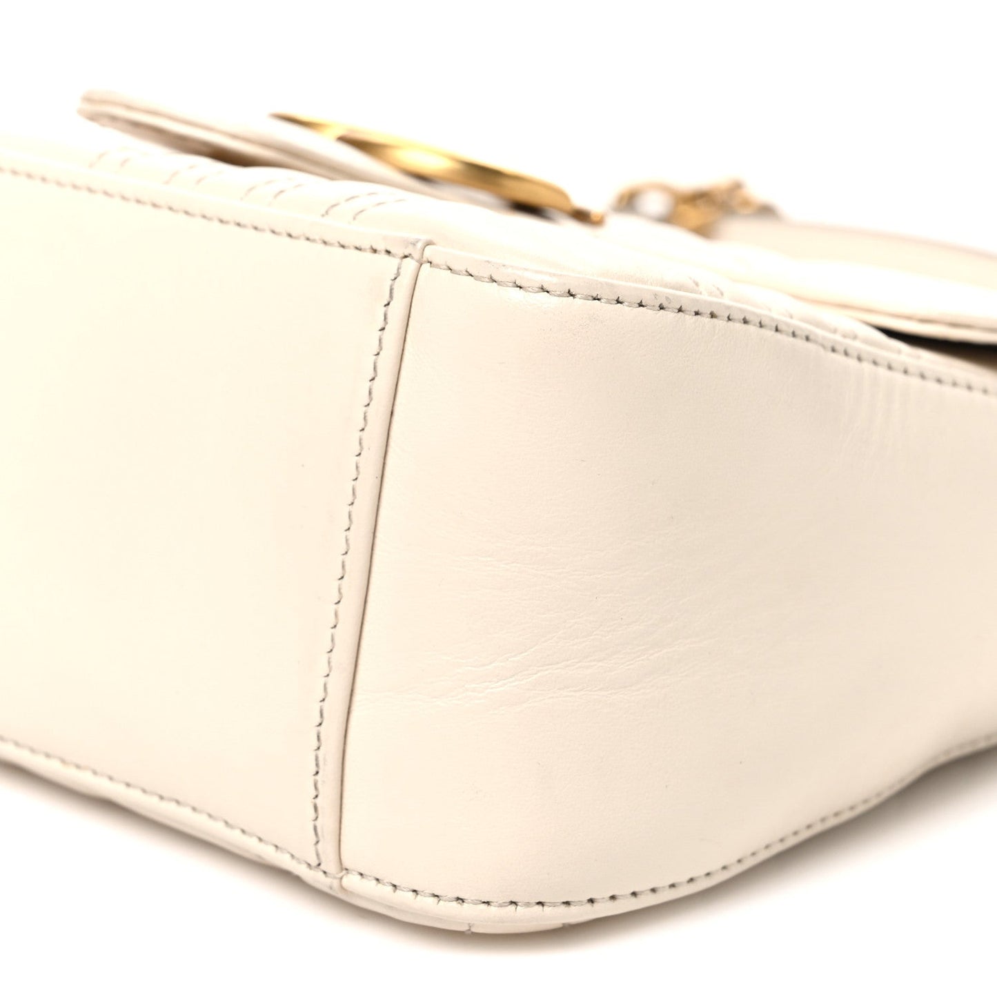 Calfskin Matelasse Mini GG Marmont Top Handle Shoulder Bag White