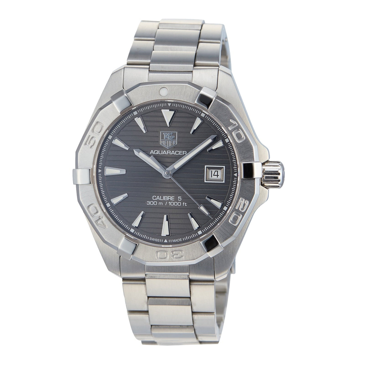 Tag Heuer Aquaracer Automatic Anthracite Grey Dial Silver Steel Strap Watch for Men - WAY2113.BA0928