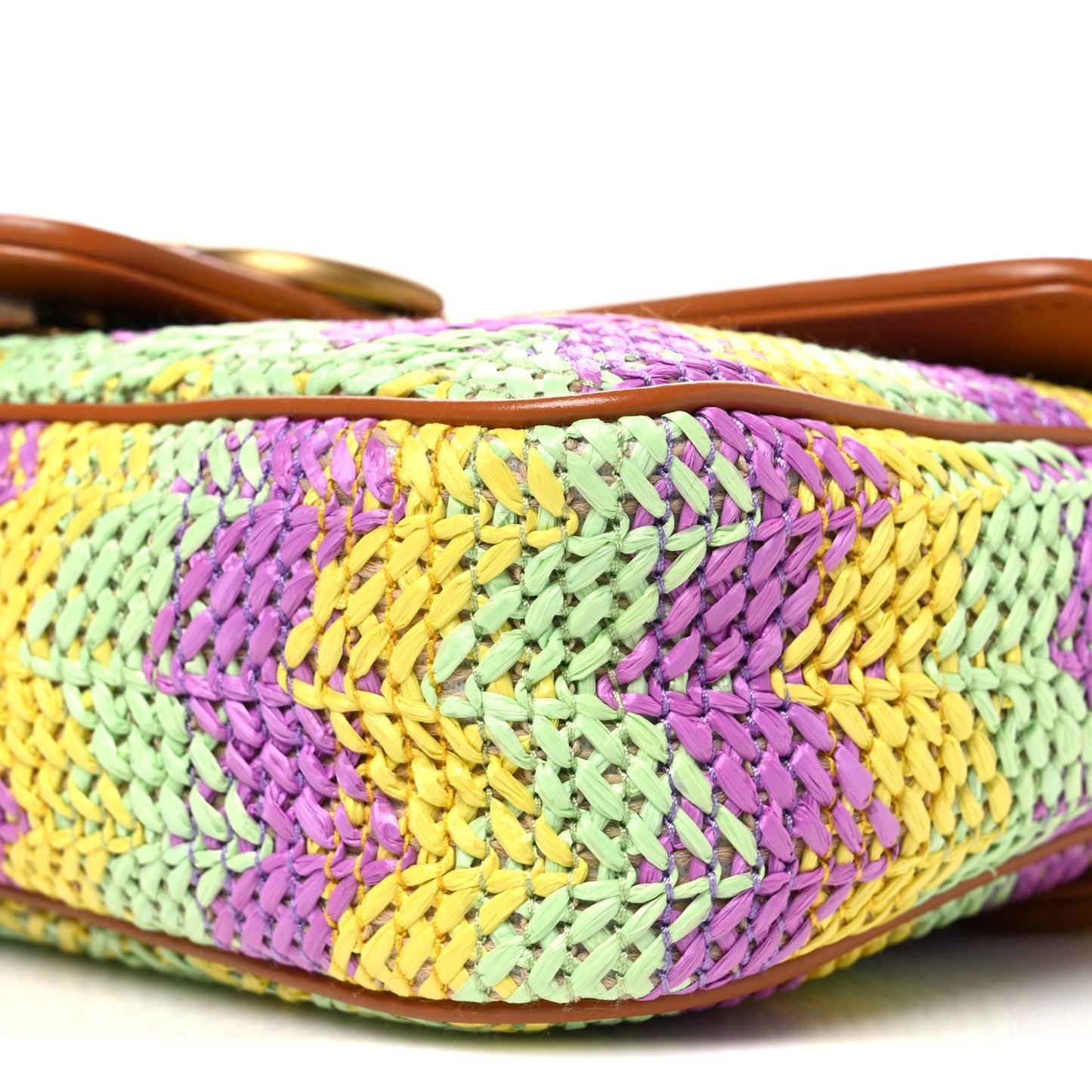 Calfskin Raffia Woven Small GG Marmont Shoulder Bag Multicolor