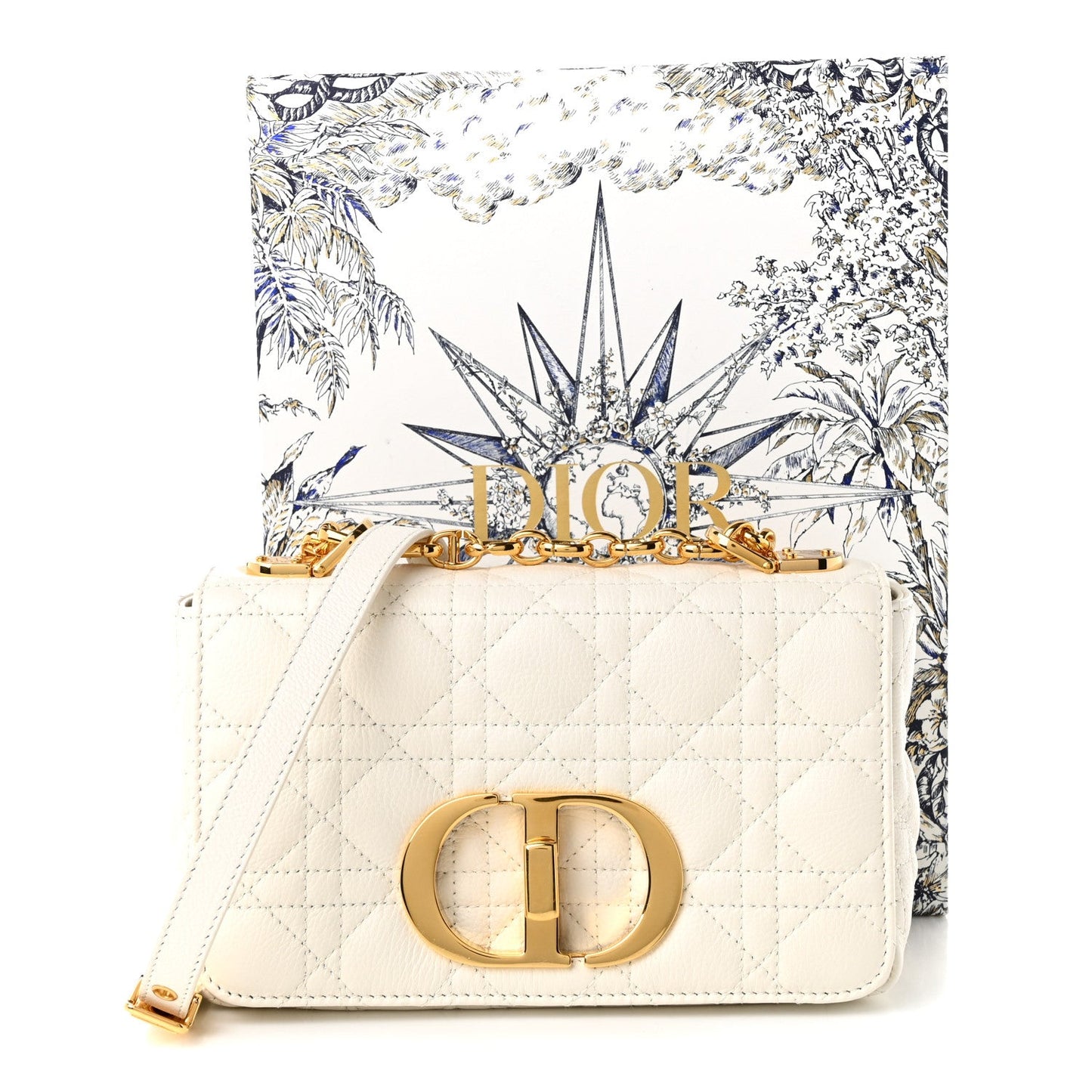 Calfskin Cannage Small Caro Bag Ivory