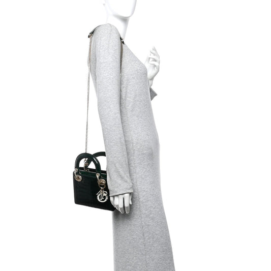 Alligator Crystal Mini Lady Dior Dark Green