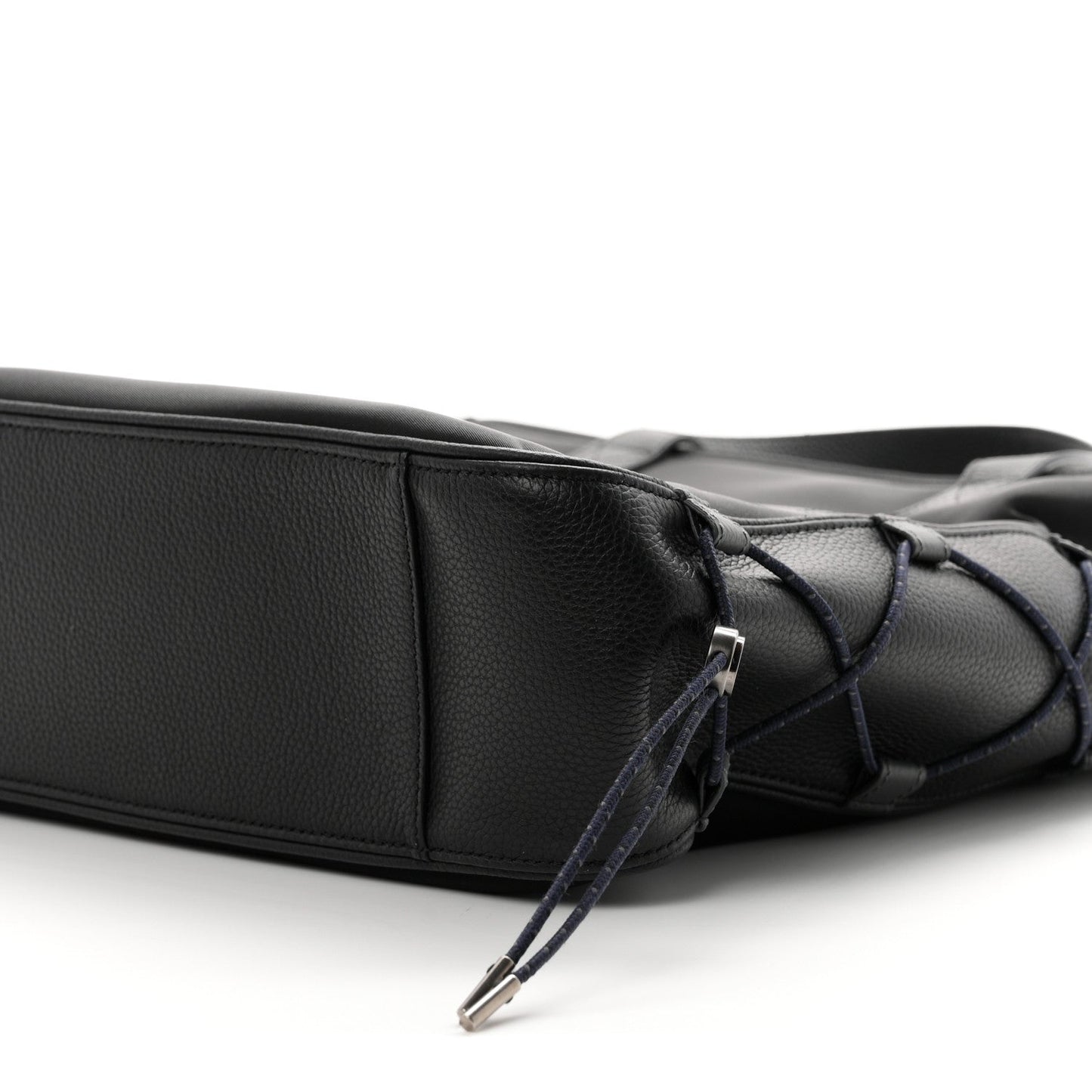 X SACAI Nylon Grained Calfskin Saddle Tote Black