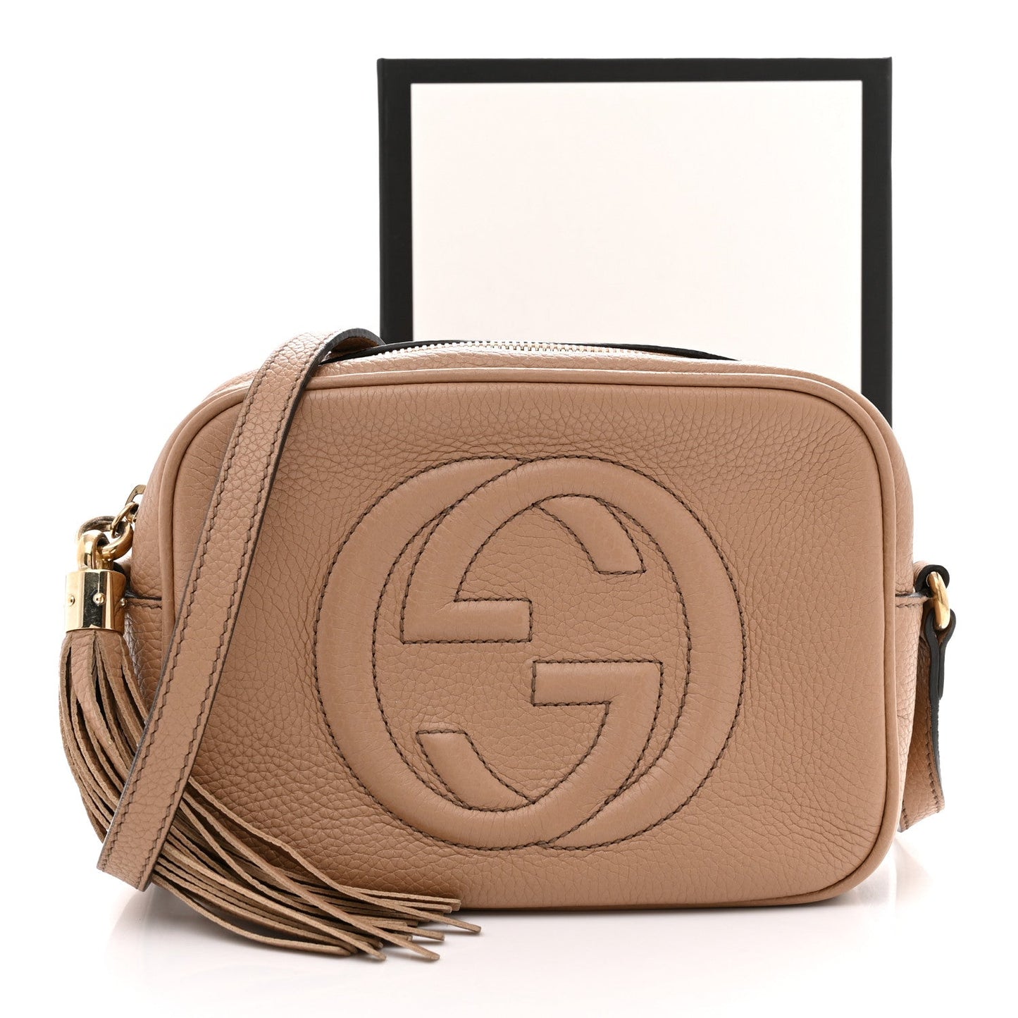 Pebbled Calfskin Small Soho Disco Bag Camelia