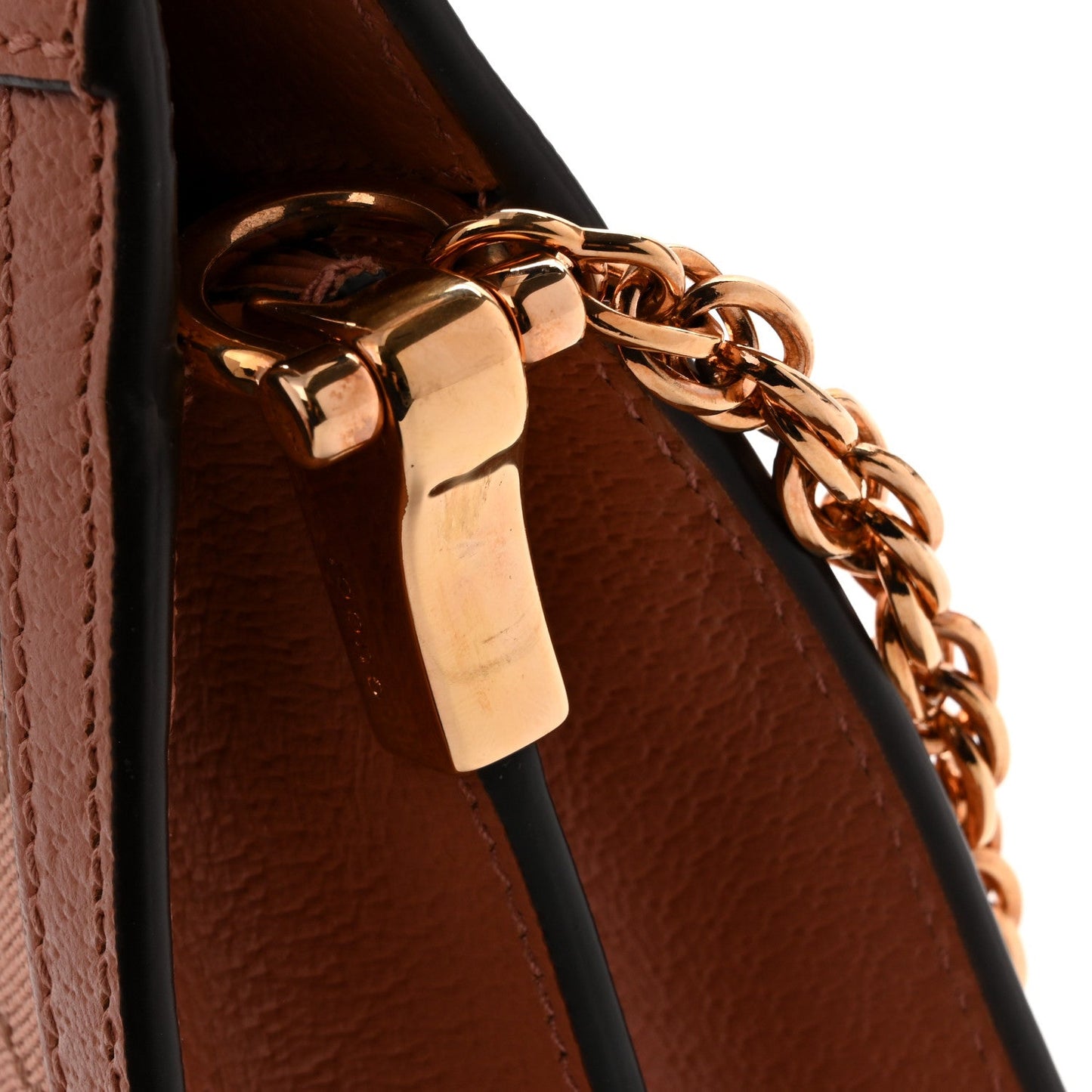 Monogram Textured Dollar Calfskin Small Ophidia Chain Shoulder Bag Cloche Rose Pink