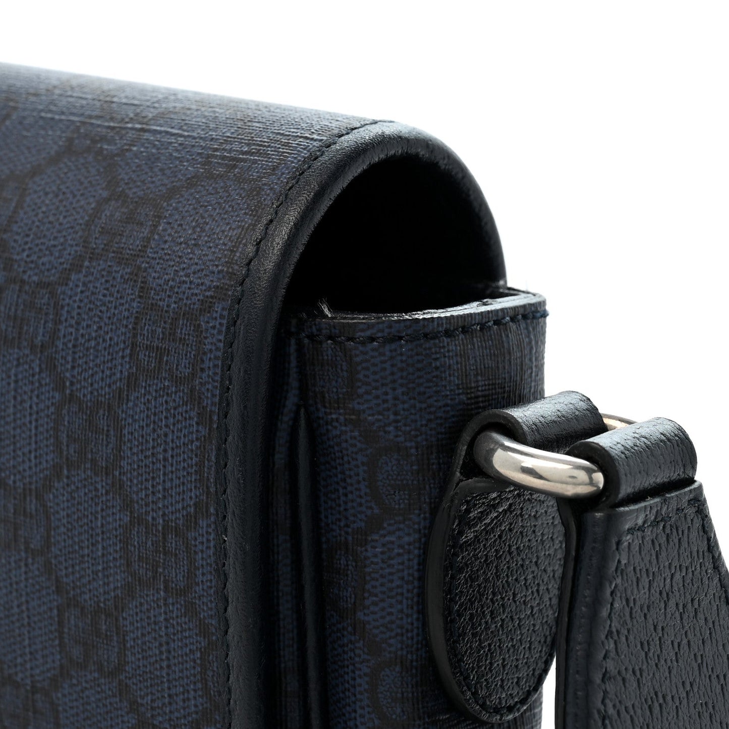 Tender GG Supreme Monogram Textured Dollar Calfskin Ophidia Messenger Bag Dark Blue