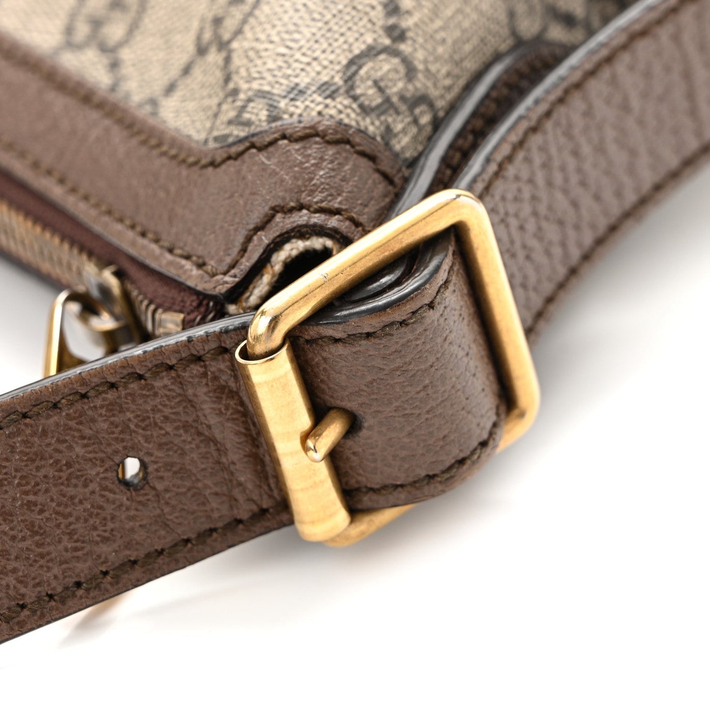 GG Supreme Monogram Web Small Ophidia Half Moon Hobo Brown