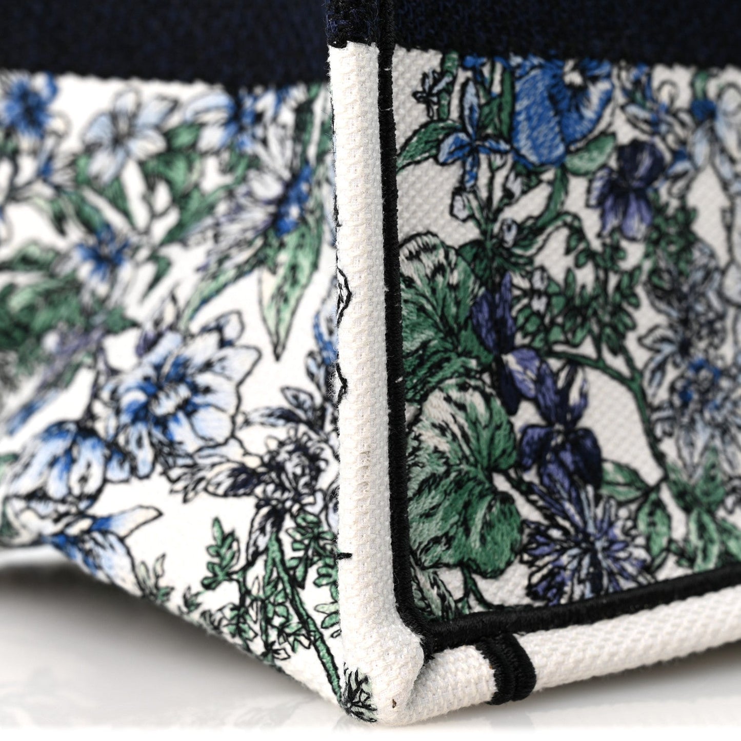 Canvas Embroidered Medium Flowers Book Tote Blue