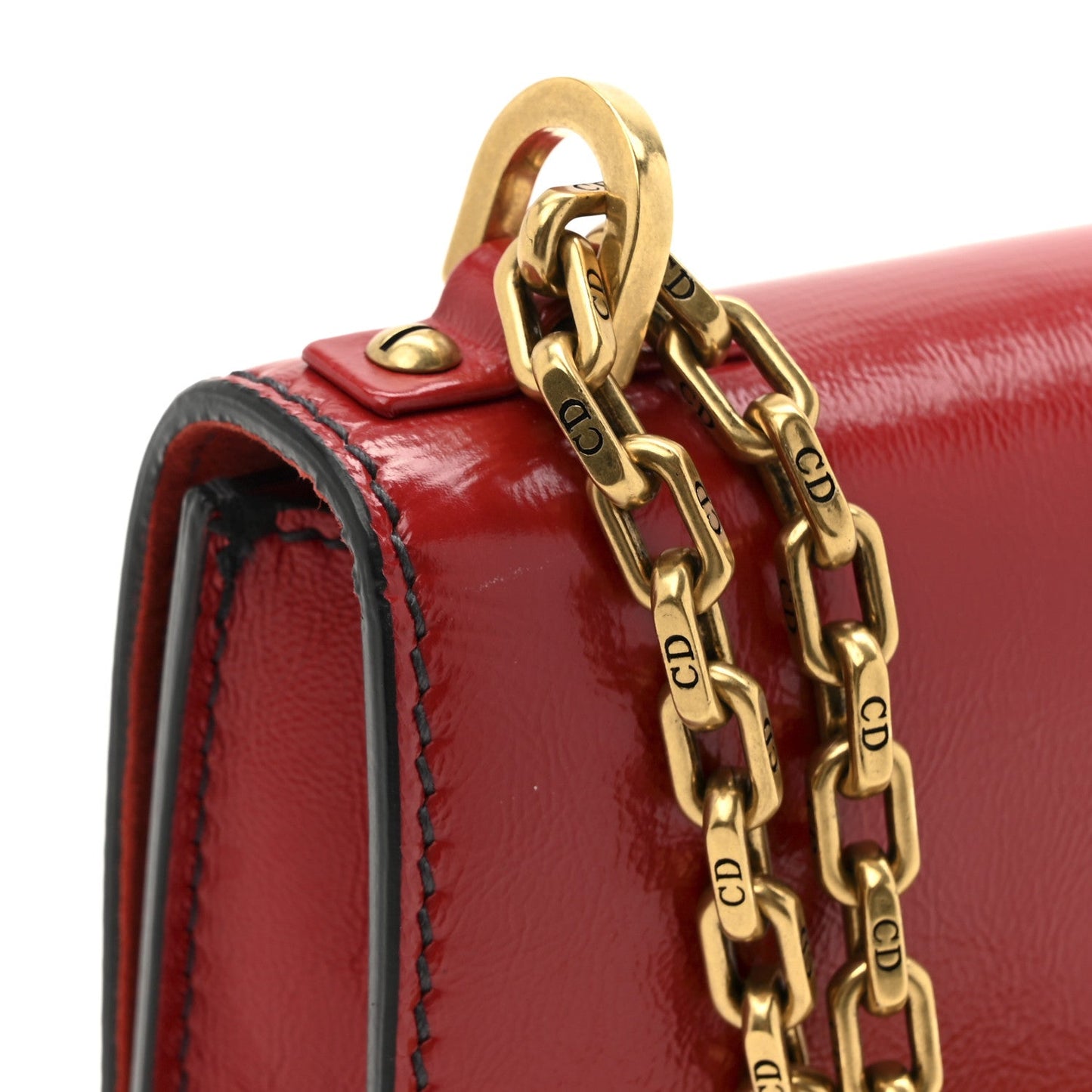 Calfskin J'Adior Chain Flap Bag Red
