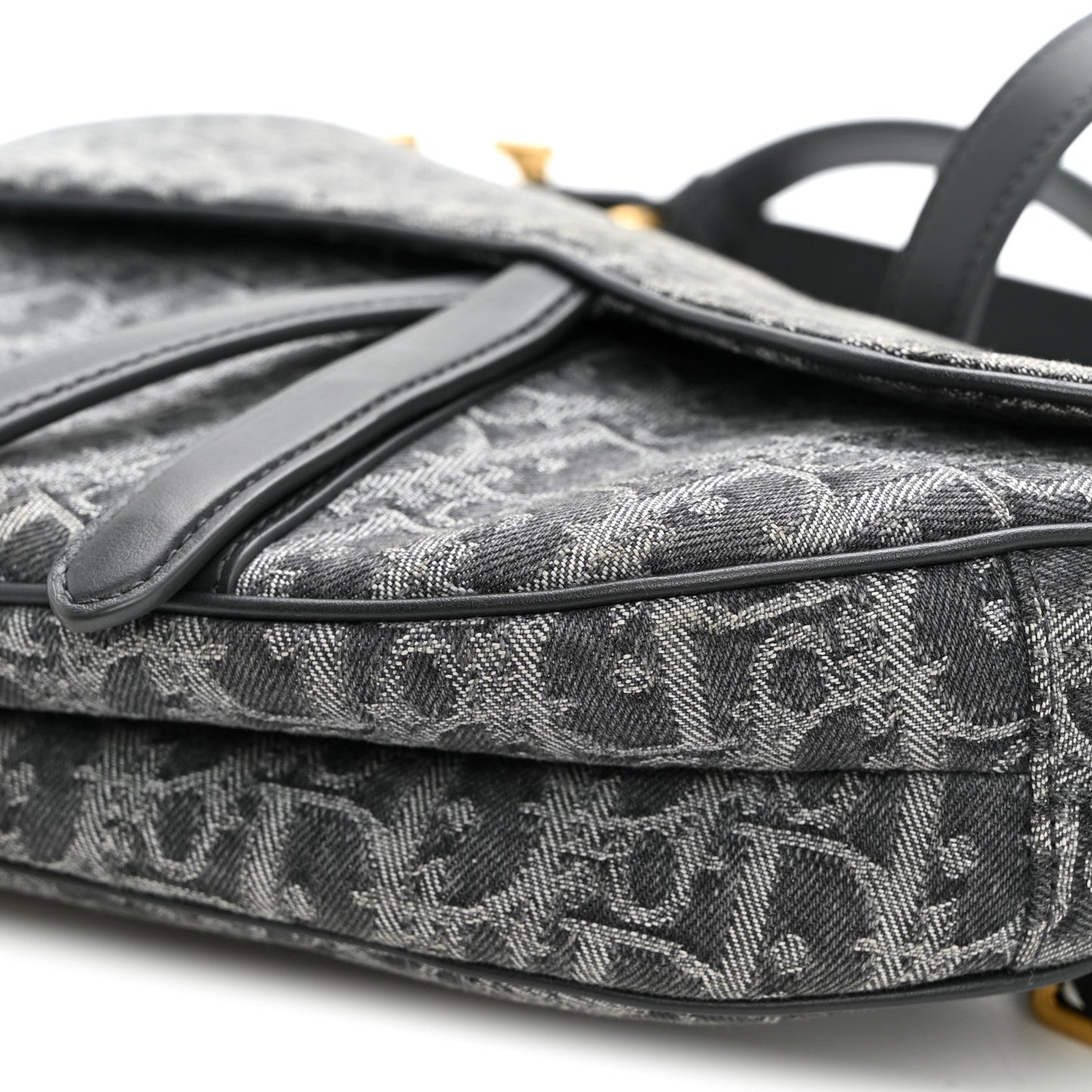 Denim Oblique Jacquard Saddle Bag With Strap Grey
