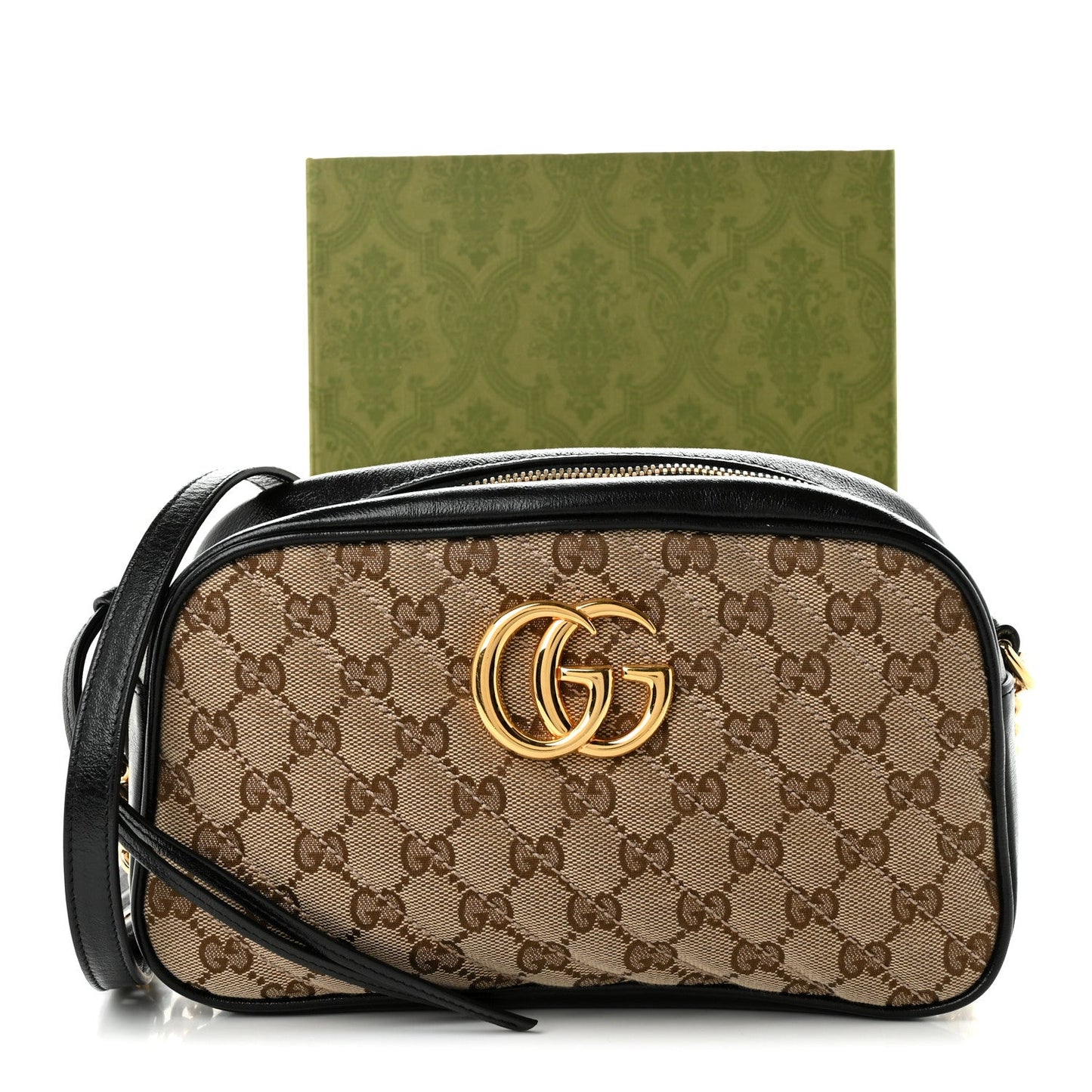 Monogram Matelasse Diagonal Small GG Marmont Chain Shoulder Bag Beige Black