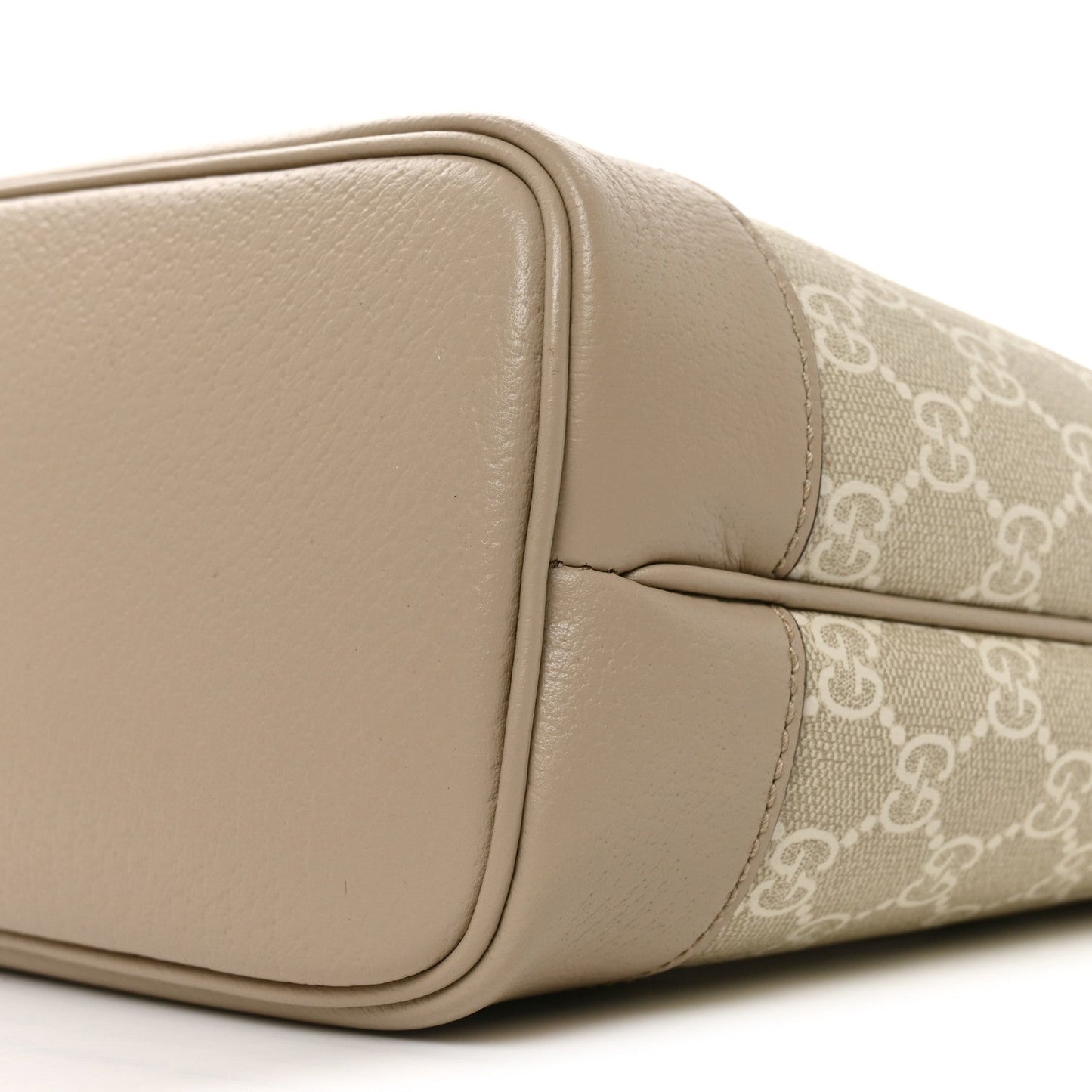 GG Supreme Monogram Textured Dollar Calfskin Small Ophidia Shoulder Tote Bag Beige Mystic White Oatmeal