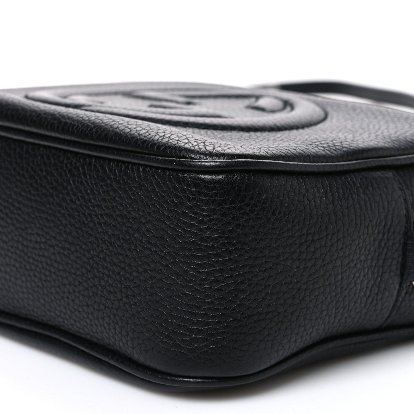 Pebbled Calfskin Small Soho Disco Bag Black