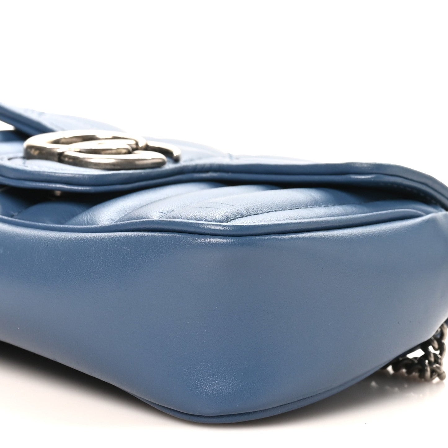Calfskin Matelasse Aria Super Mini GG Marmont Shoulder Bag Clear Blue