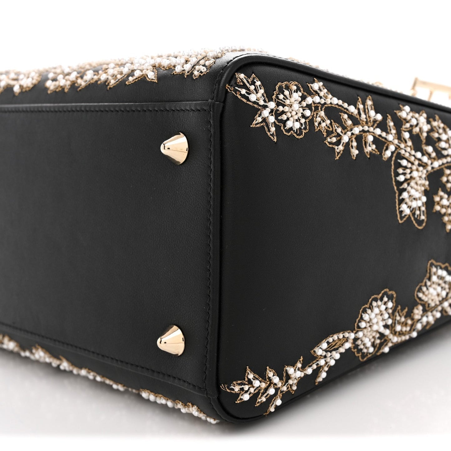 Calfskin Beaded Embroidered Ramage Butterfly Medium Lady Dior Black White Black White