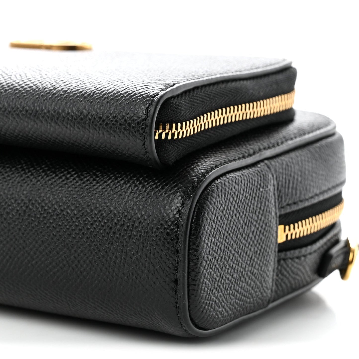 Grained Calfskin Caro Double Pouch Black
