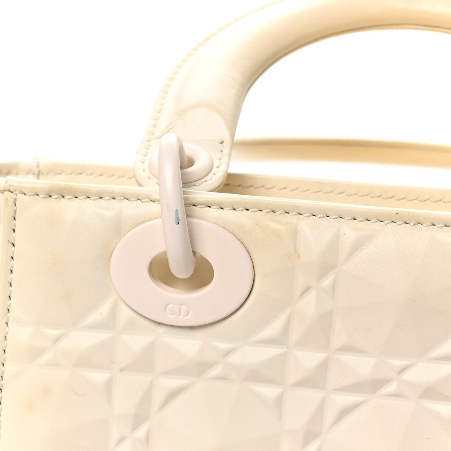 Calfskin Cannage Diamond Small My ABCDior Lady Dior White