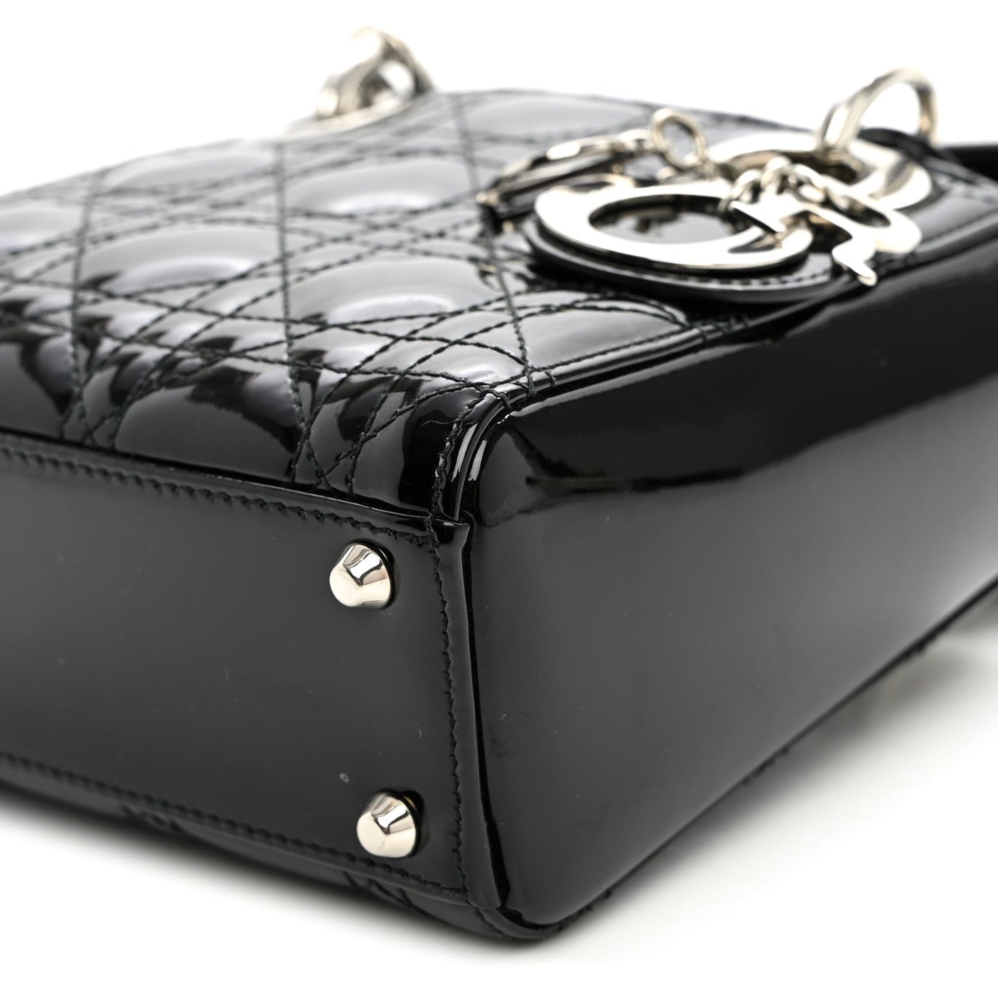 Patent Cannage Mini Lady Dior Black